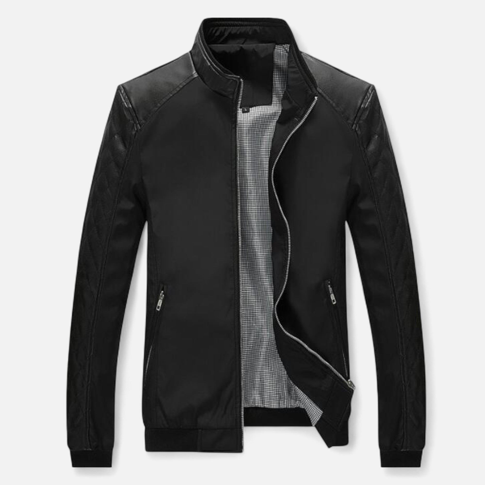 Old Ventuno | Men’s Leather Bomber – Stand Collar Elegance