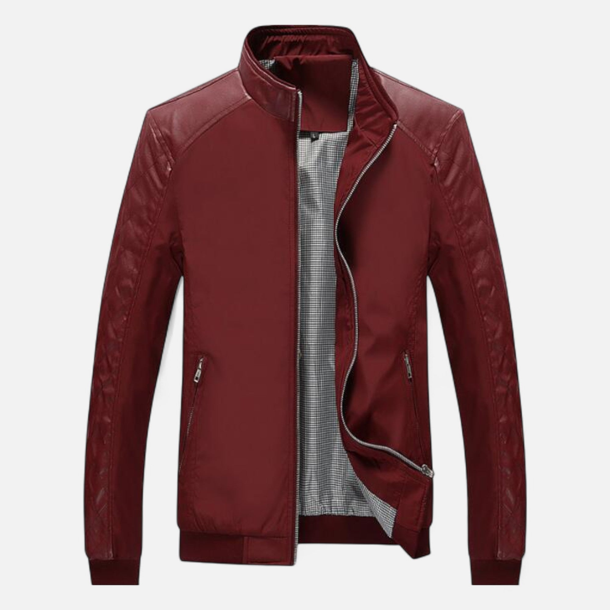 Old Ventuno | Men’s Leather Bomber – Stand Collar Elegance
