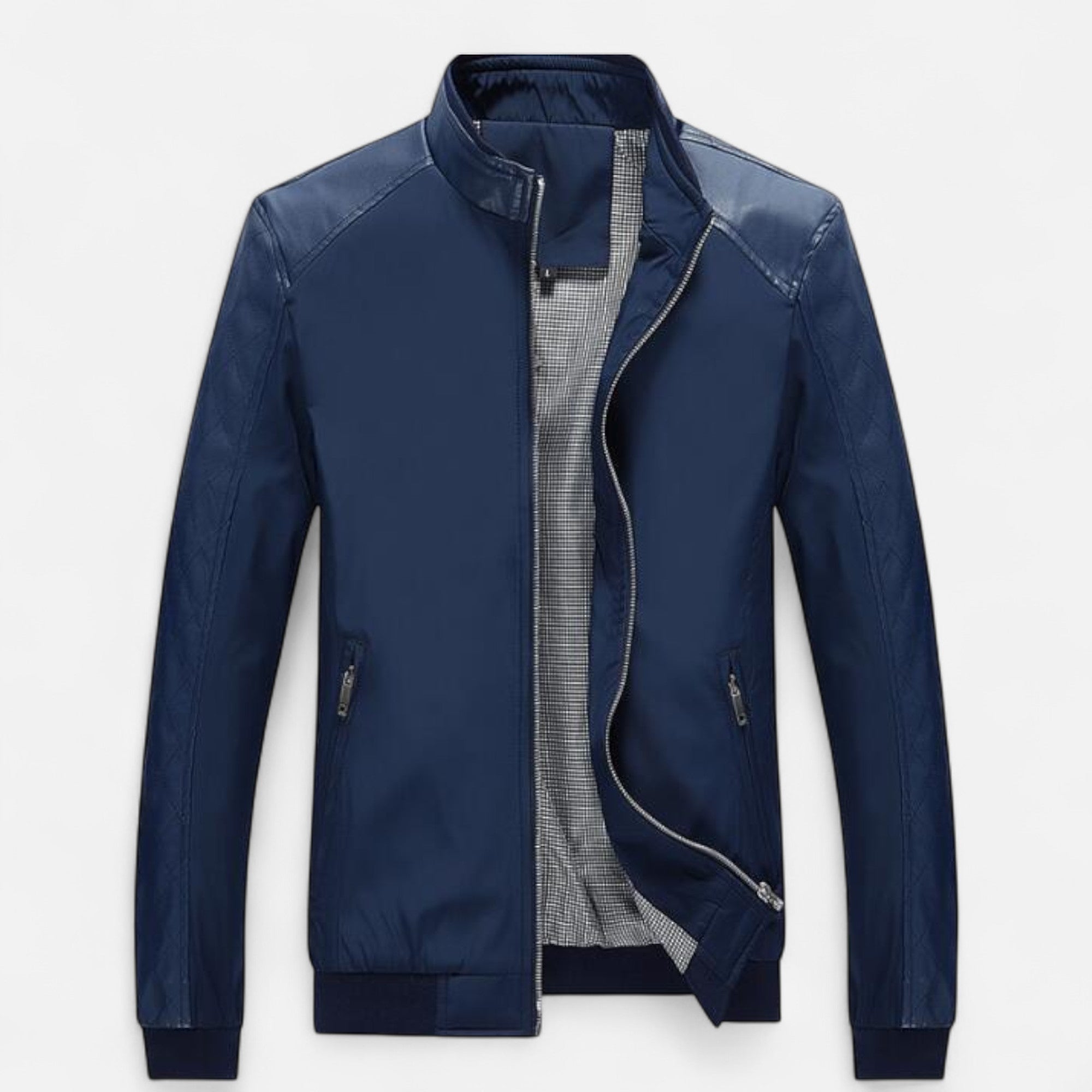 Old Ventuno | Men’s Leather Bomber – Stand Collar Elegance