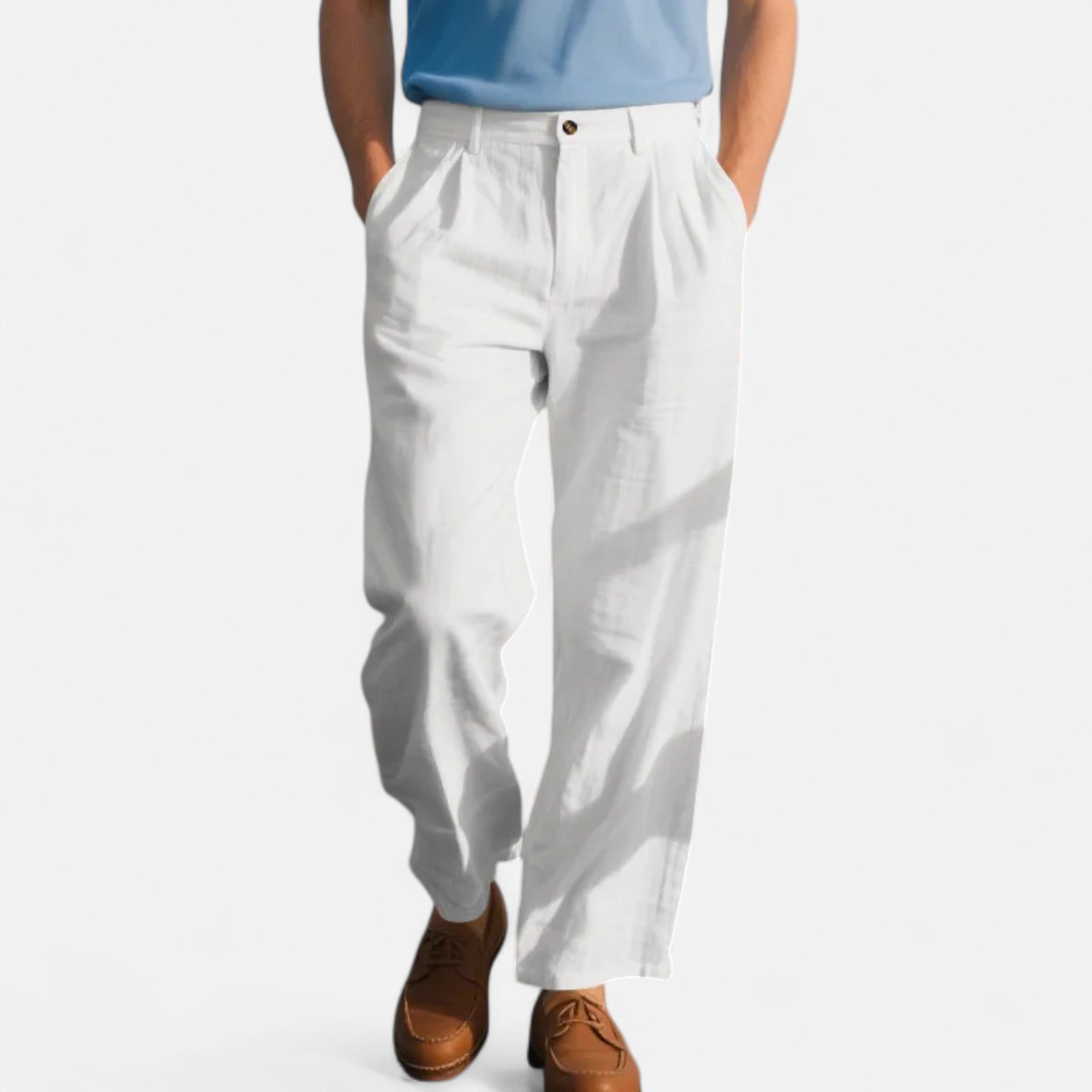 Old Ventuno | Men’s Linen Trousers – Straight-Leg Business Classic
