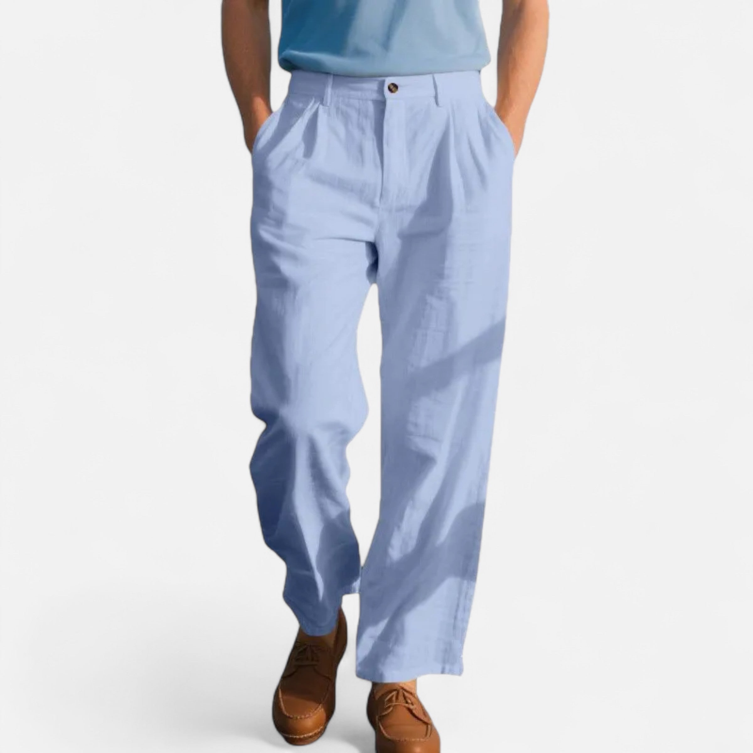 Old Ventuno | Men’s Linen Trousers – Straight-Leg Business Classic