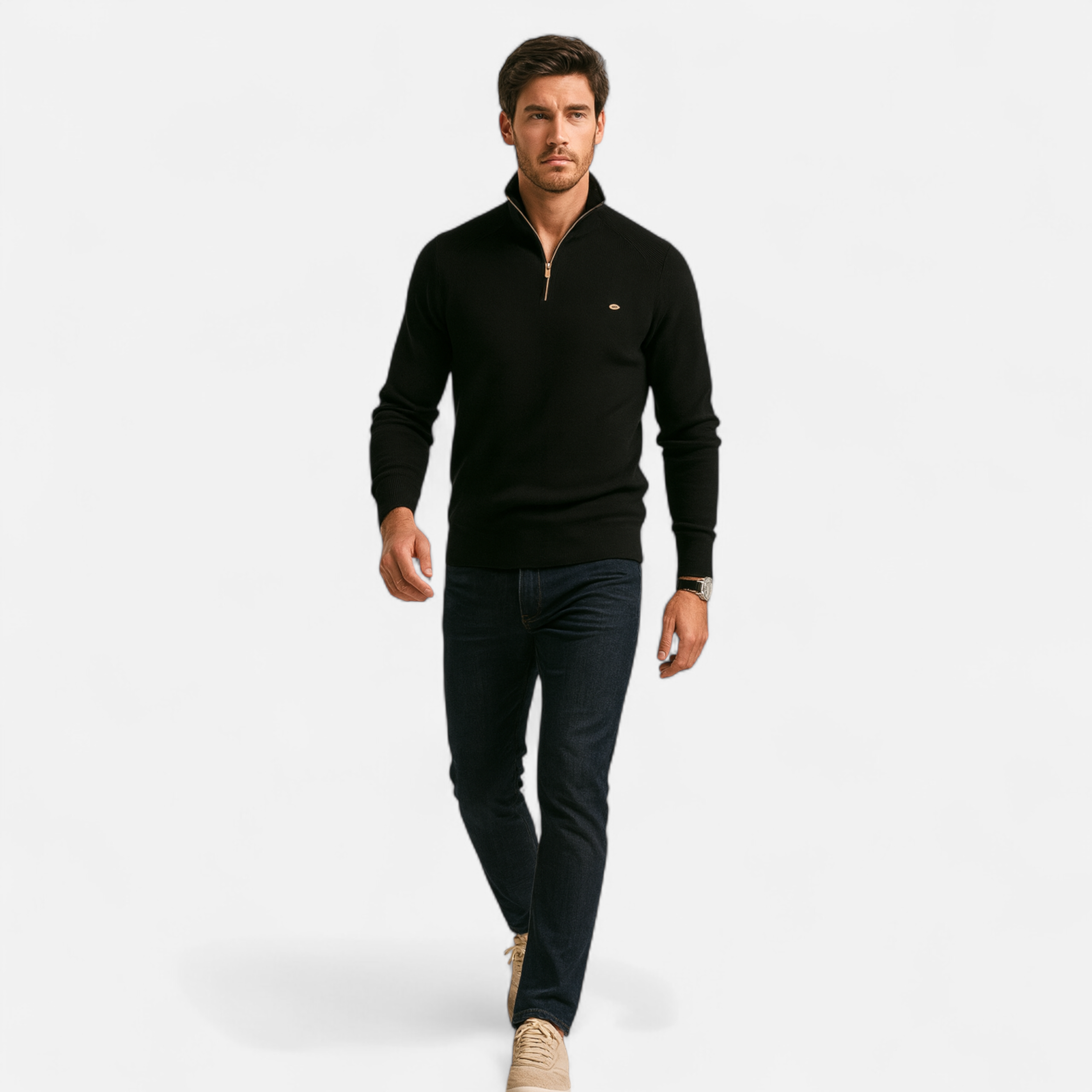 Old Ventuno | Men’s Cotton Zip Sweater – Refined Knitwear for the Season
