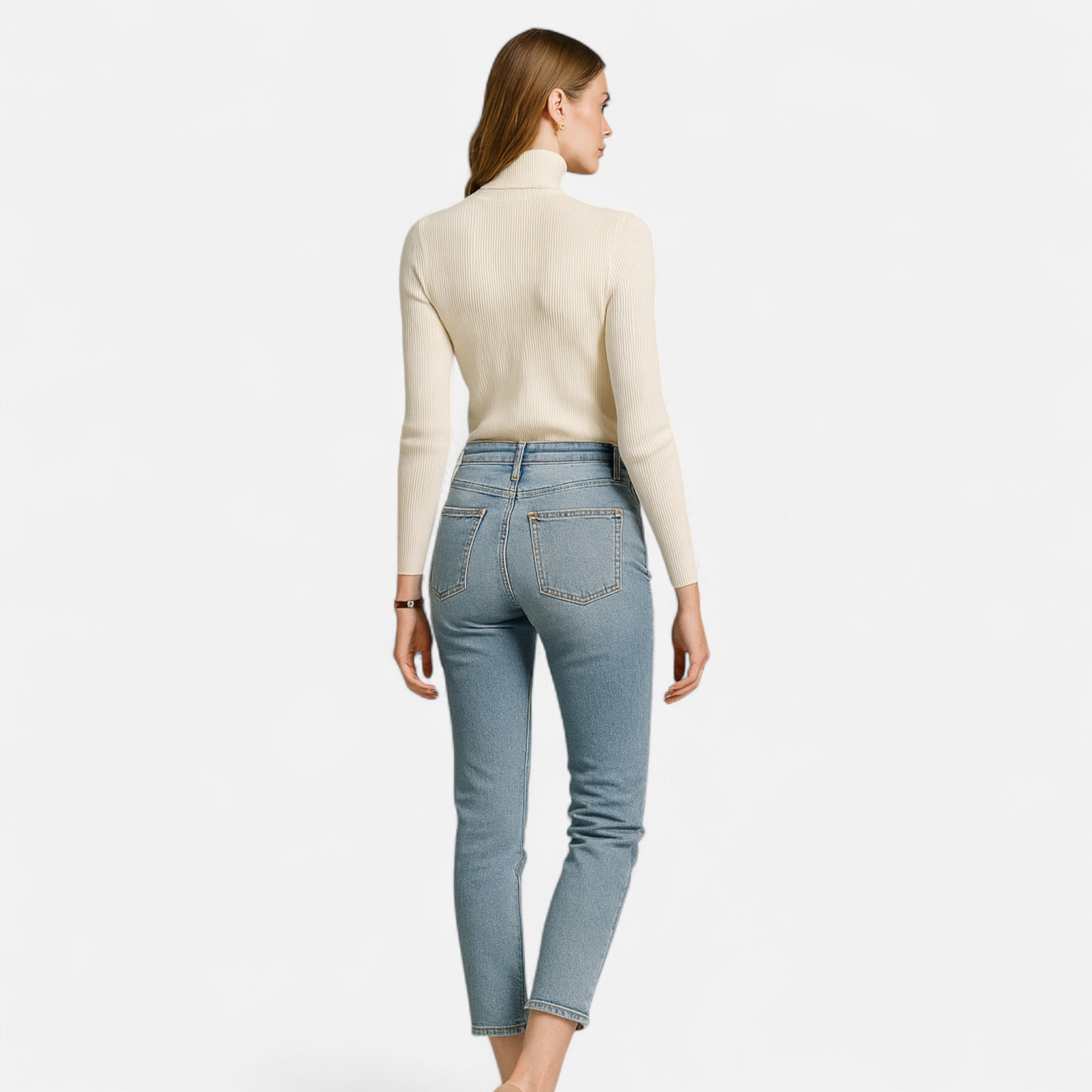 Old Ventuno | Women’s Ribbed Turtleneck – Foldover Winter Elegance