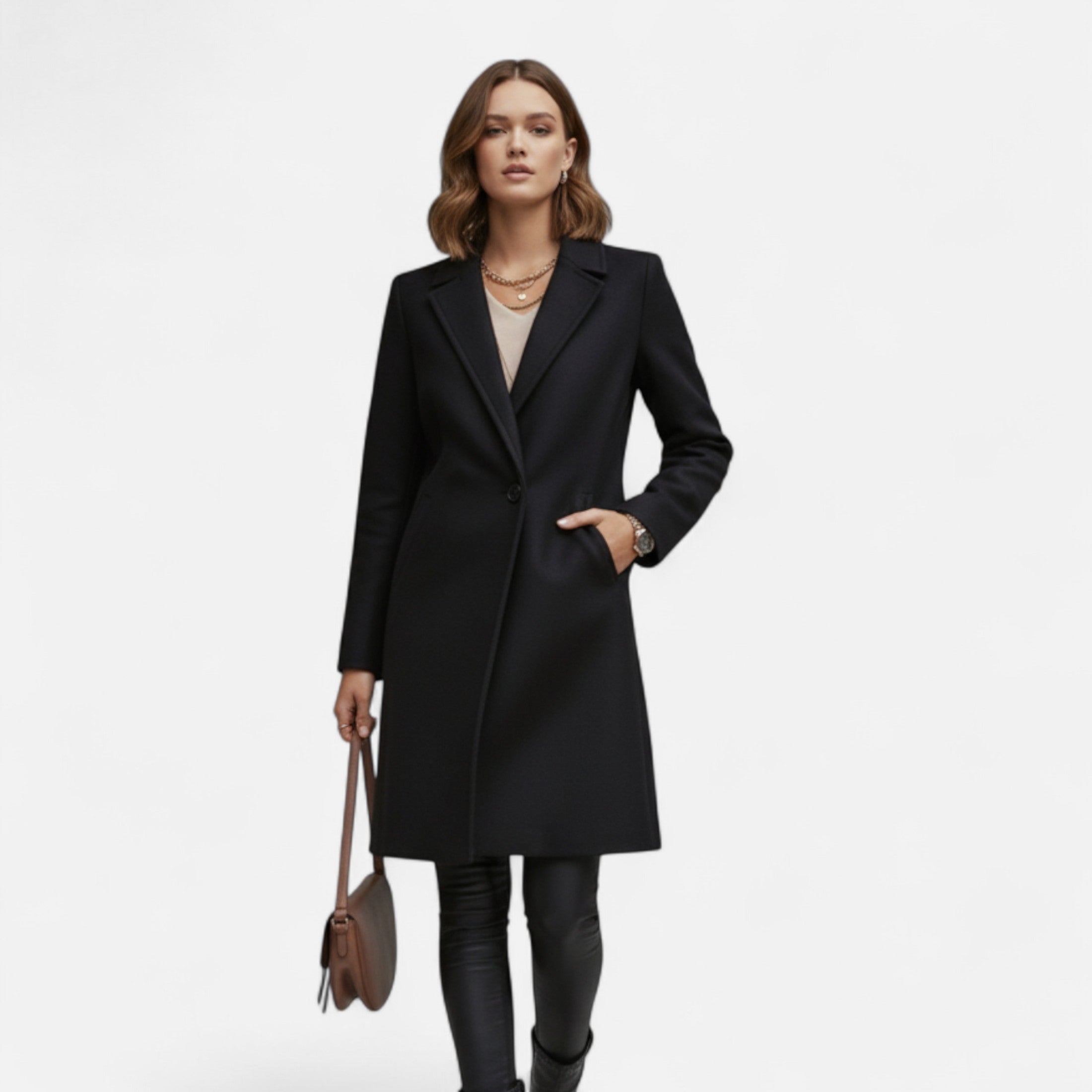 Old Ventuno | Women’s Winter Overcoat – Lapel Collar Elegance