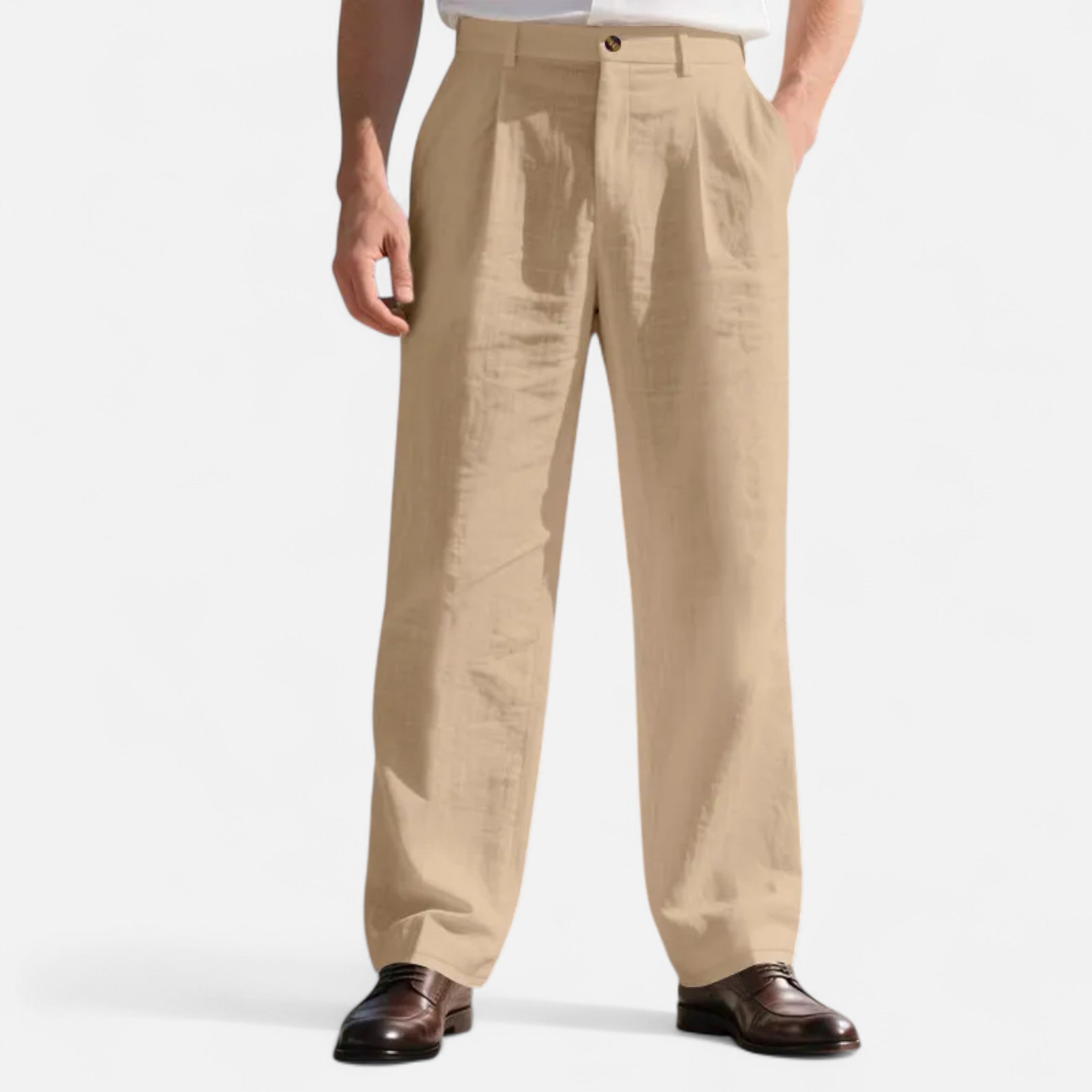 Old Ventuno | Men’s Linen Trousers – Straight-Leg Business Classic