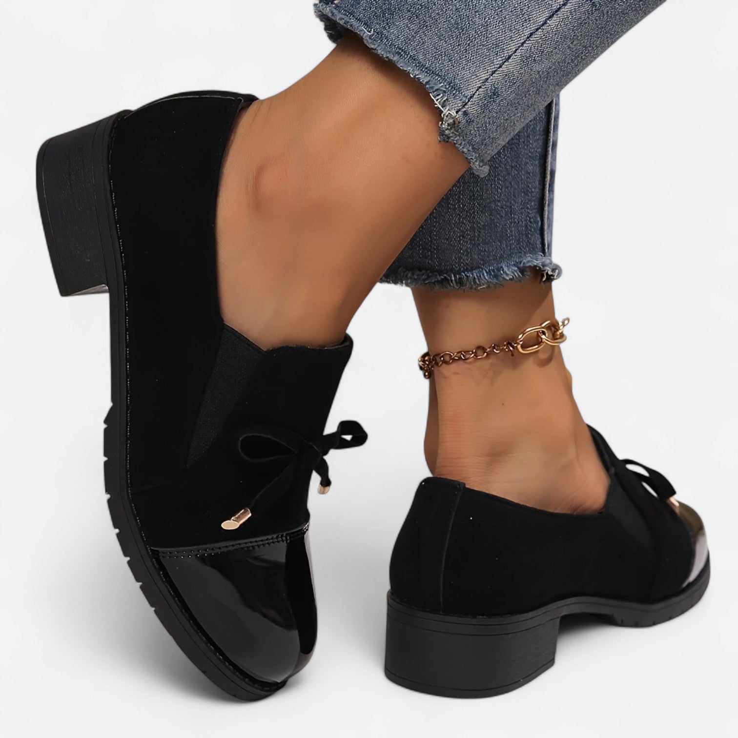 Old Ventuno | Women’s Retro Bow‑knot Chunky‑Heel Loafers