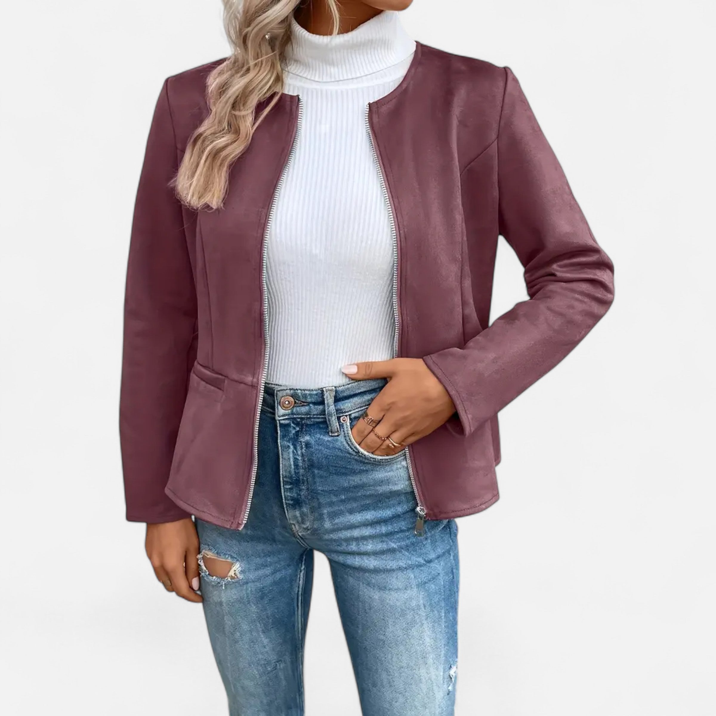 Old Ventuno | Women’s Cropped Jacket – Slim Zip-Up Elegance