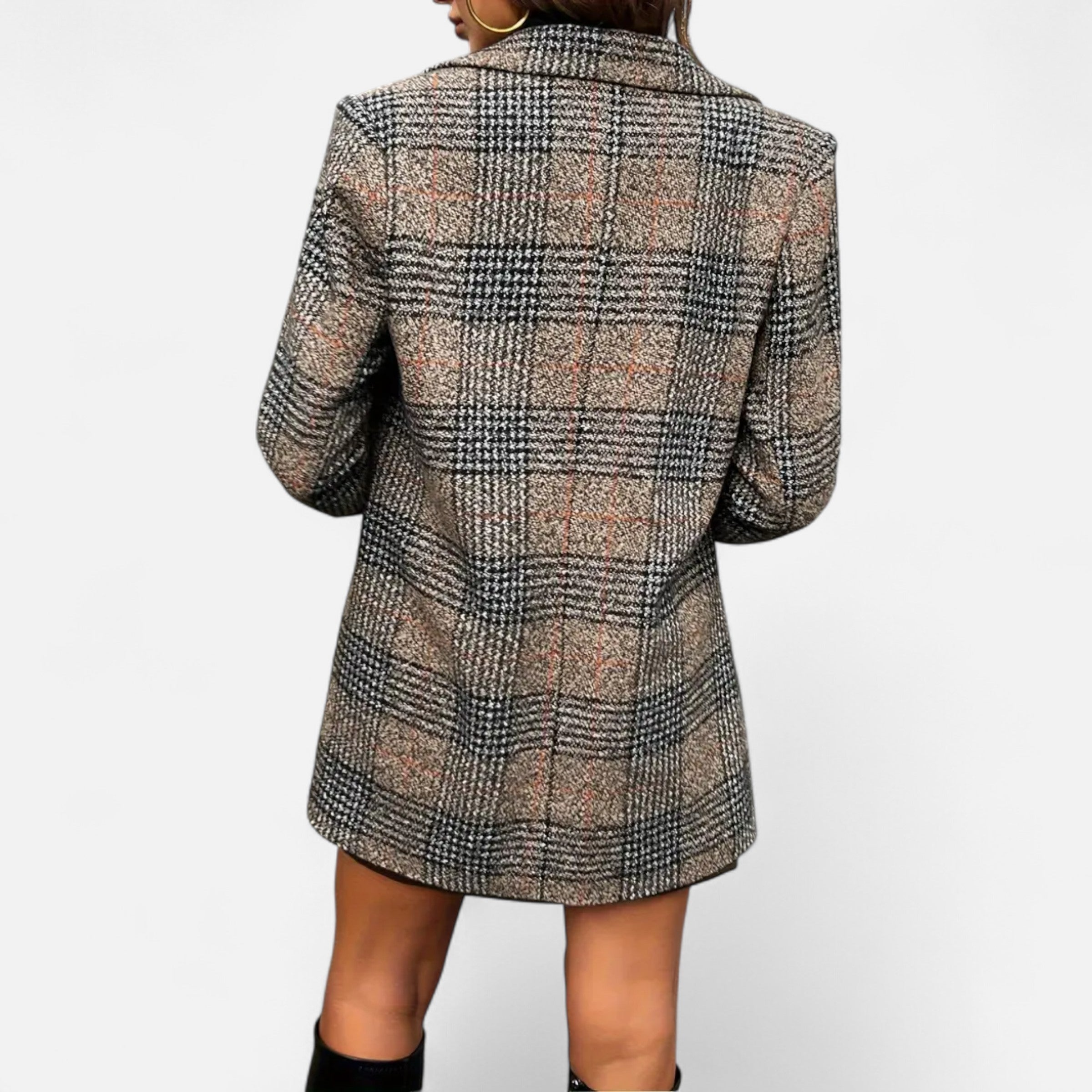 Old Ventuno | Women’s Classic Coat – Houndstooth Timeless Sophistication