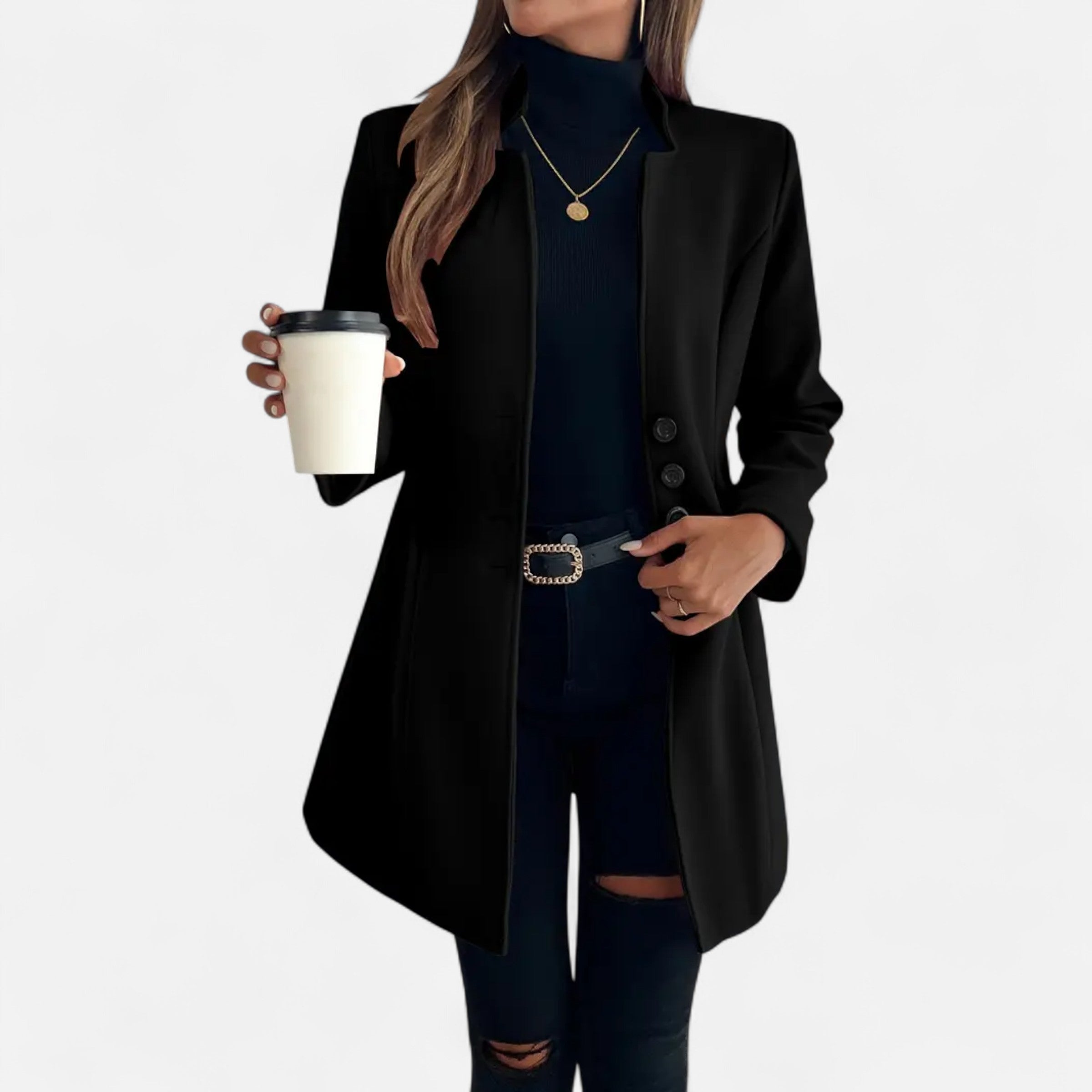 Old Ventuno | Women’s Long Coat – Refined Raglan Sleeve Design