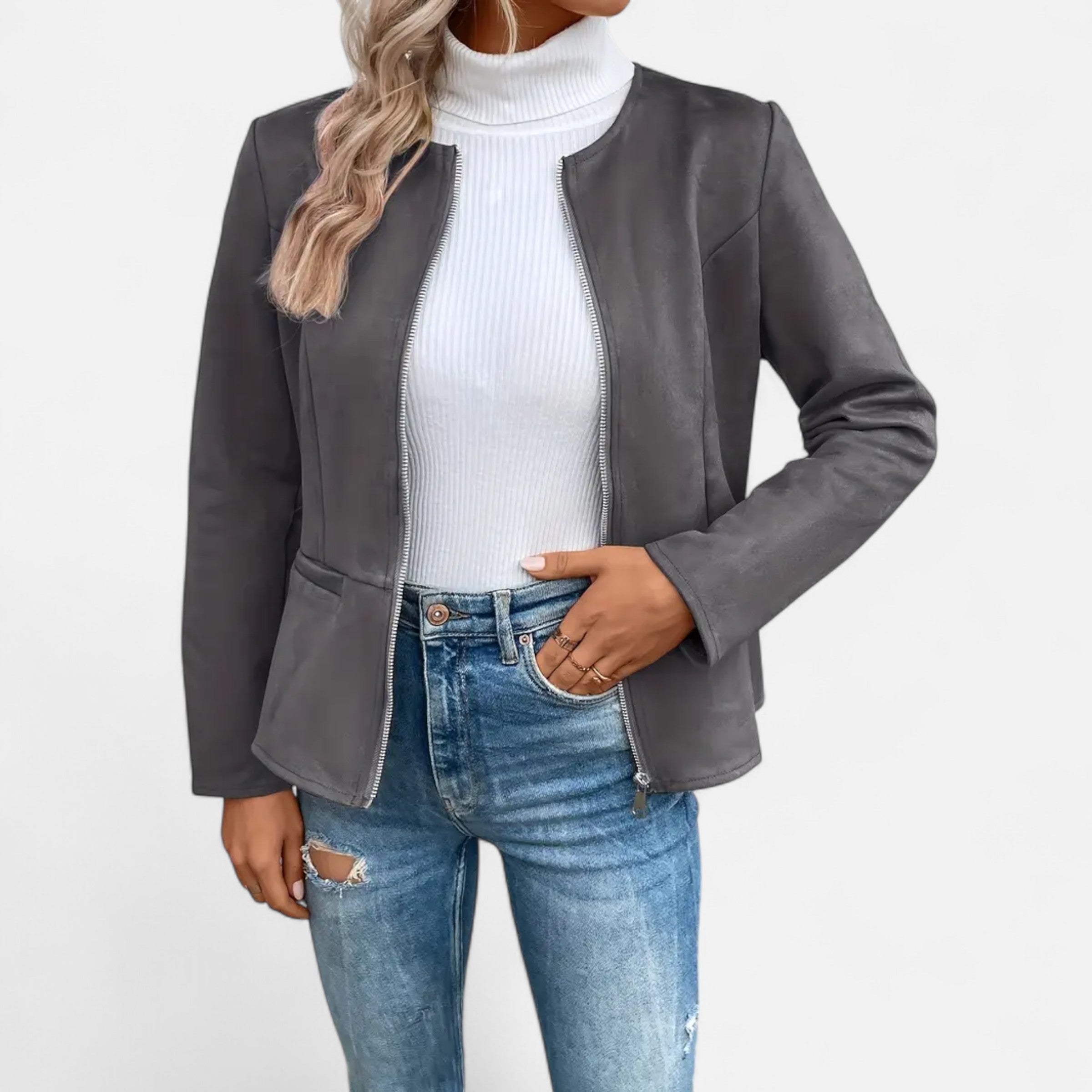 Old Ventuno | Women’s Cropped Jacket – Slim Zip-Up Elegance