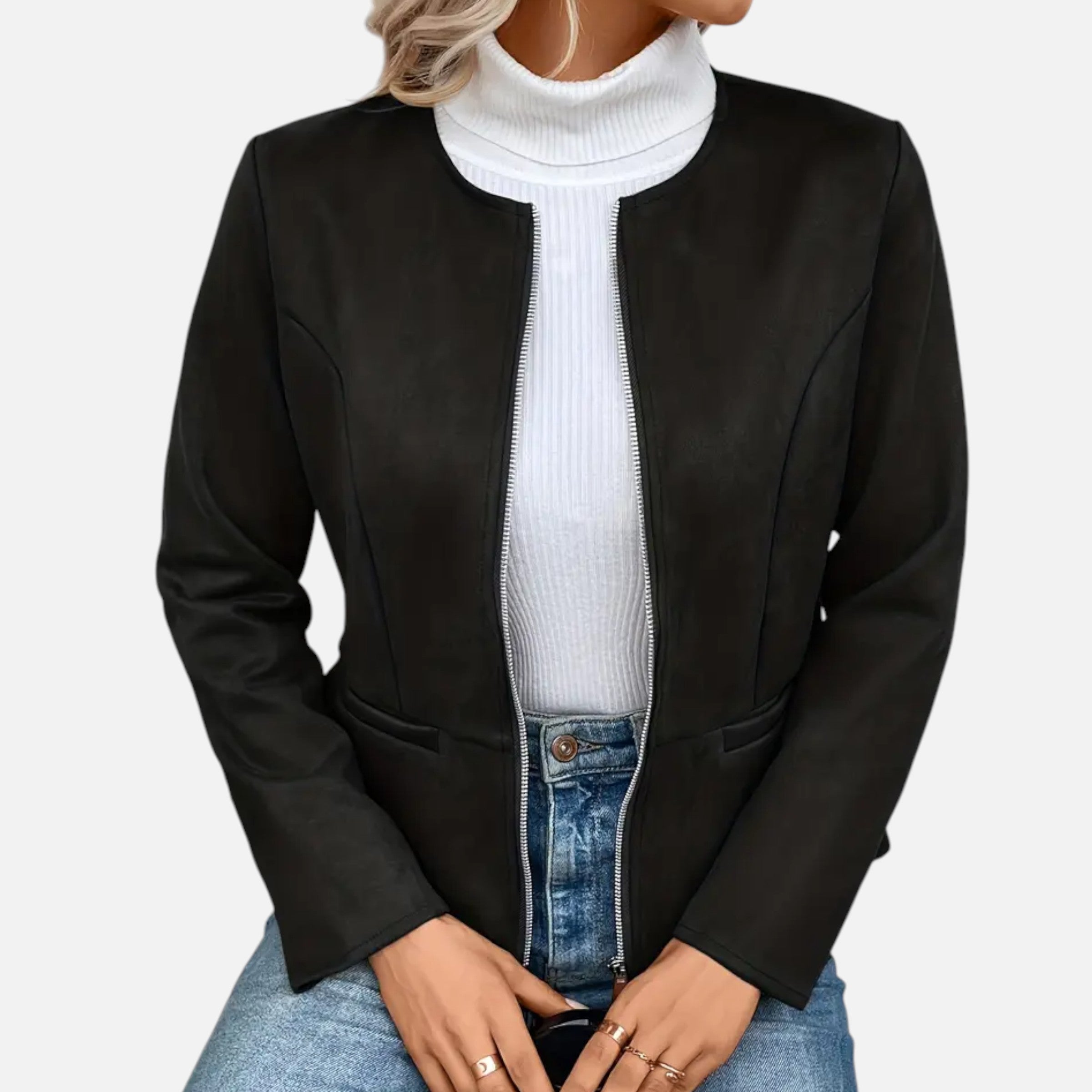Old Ventuno | Women’s Cropped Jacket – Slim Zip-Up Elegance