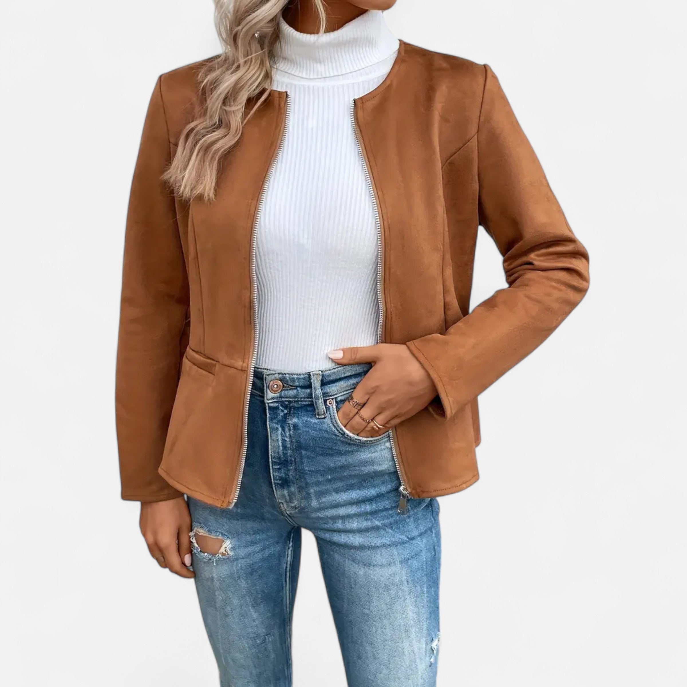 Old Ventuno | Women’s Cropped Jacket – Slim Zip-Up Elegance