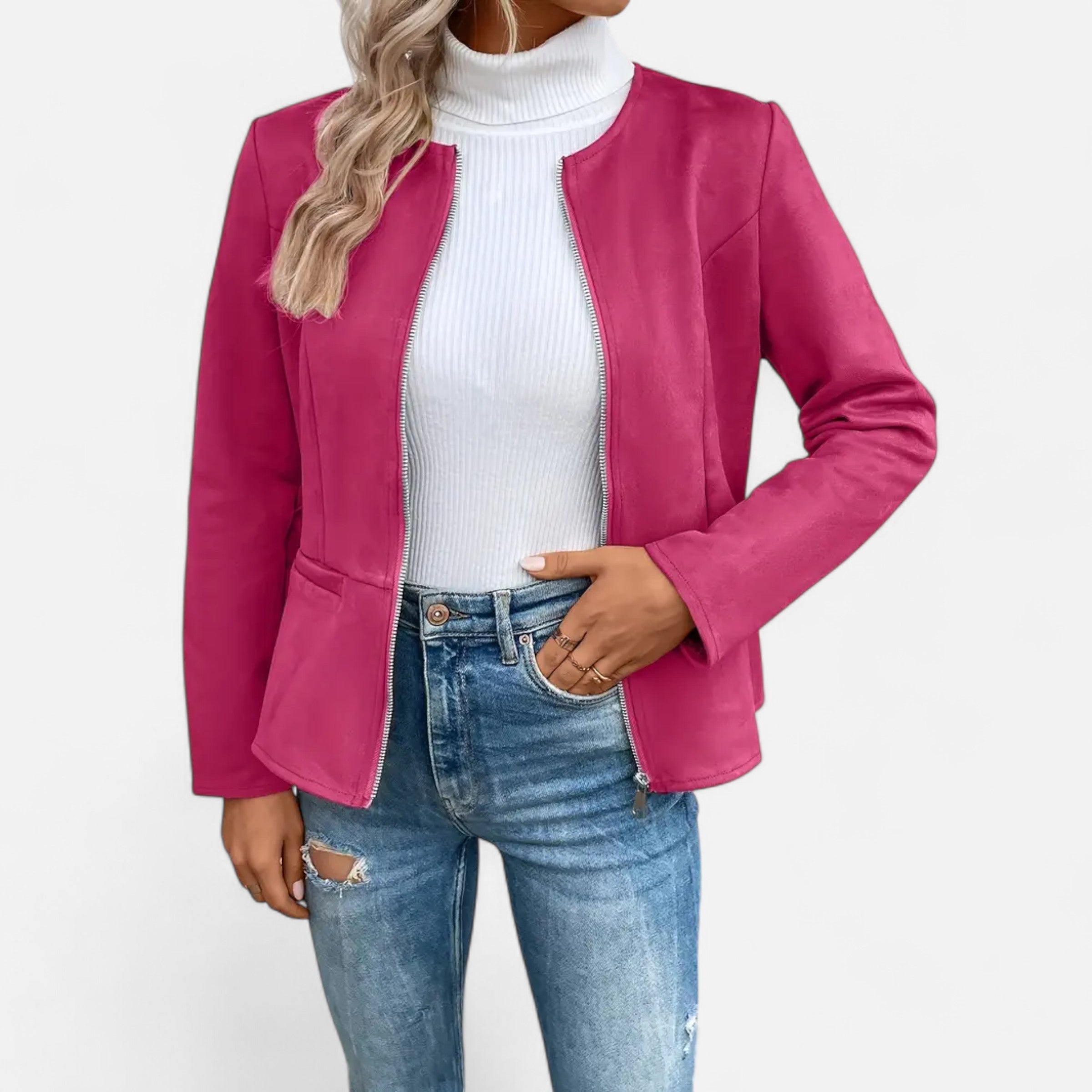 Old Ventuno | Women’s Cropped Jacket – Slim Zip-Up Elegance