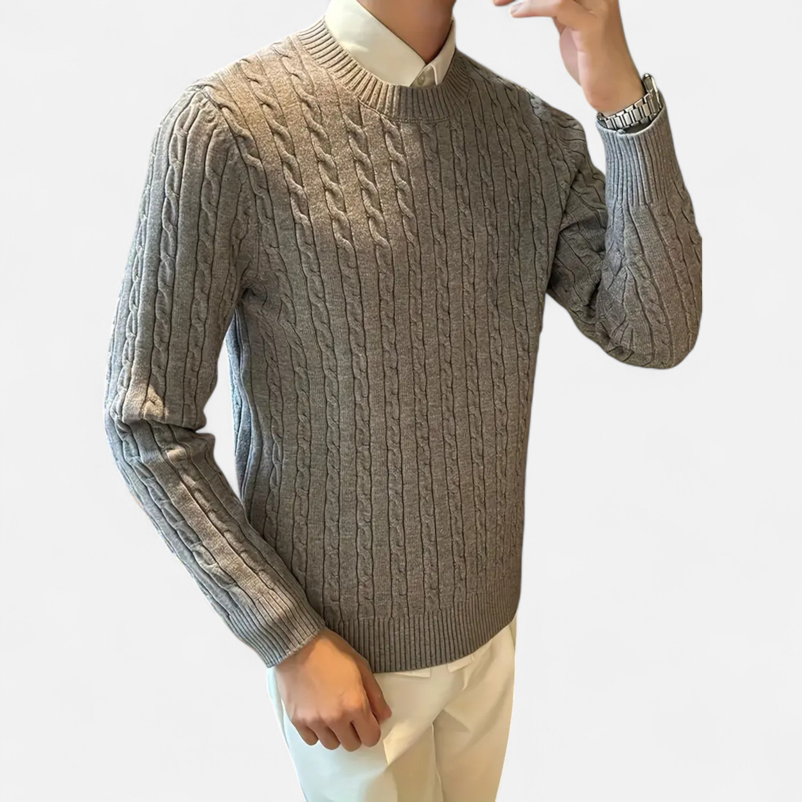 Old Ventuno | Men’s Cable Knit Sweater – Heritage Crew Neck