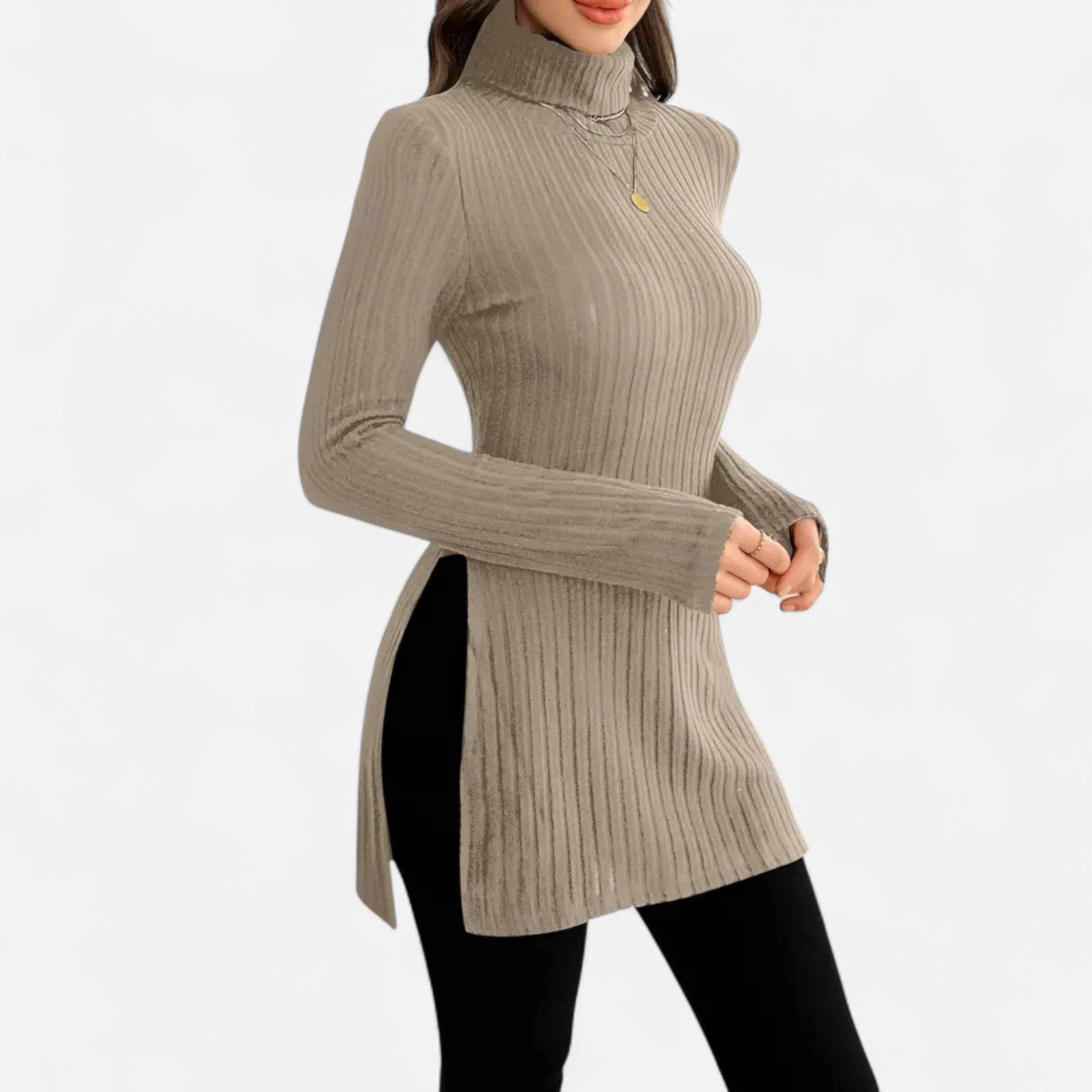Old Ventuno | Women’s Ribbed Sweater – Elegant High Neck Style
