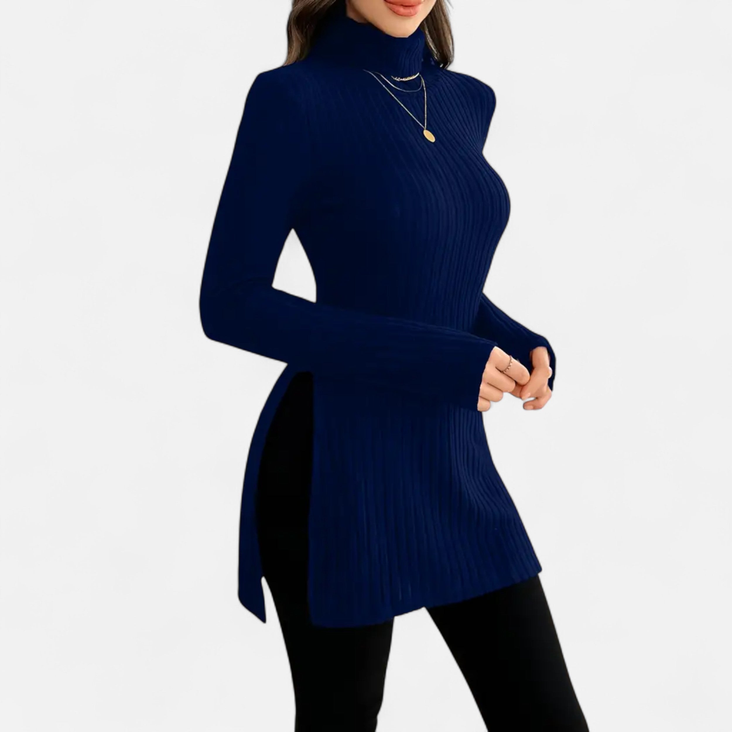 Old Ventuno | Women’s Ribbed Sweater – Elegant High Neck Style
