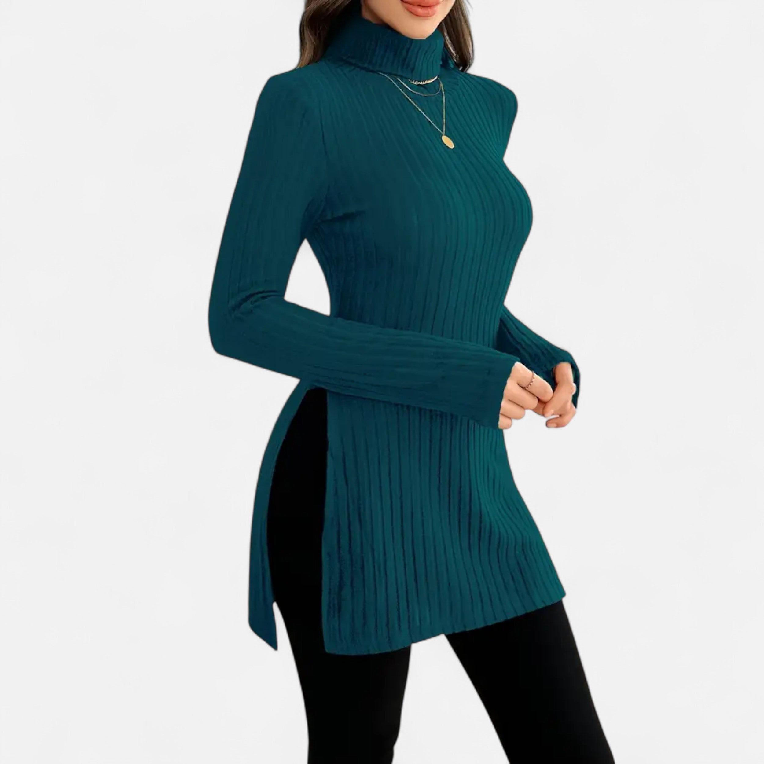 Old Ventuno | Women’s Ribbed Sweater – Elegant High Neck Style