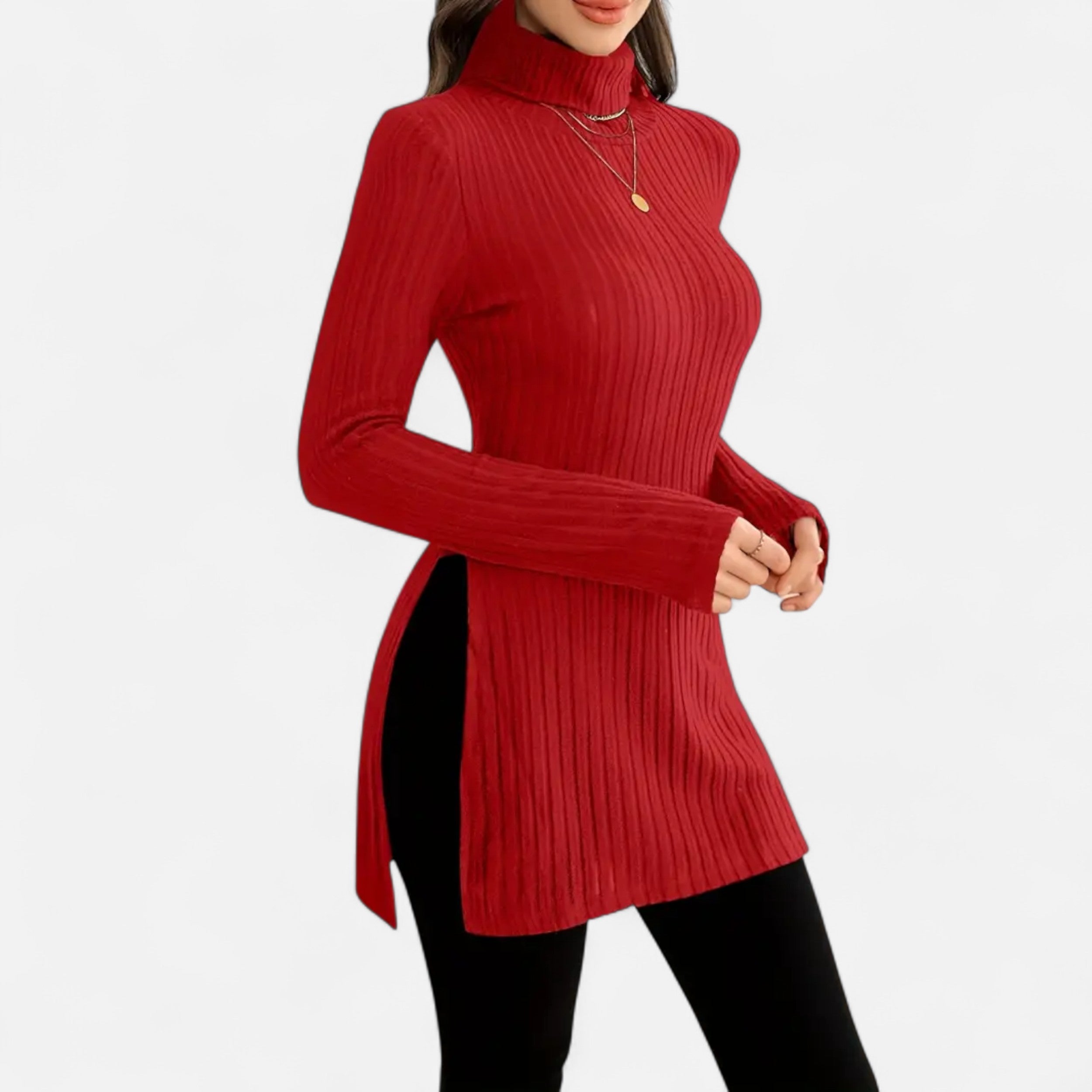Old Ventuno | Women’s Ribbed Sweater – Elegant High Neck Style