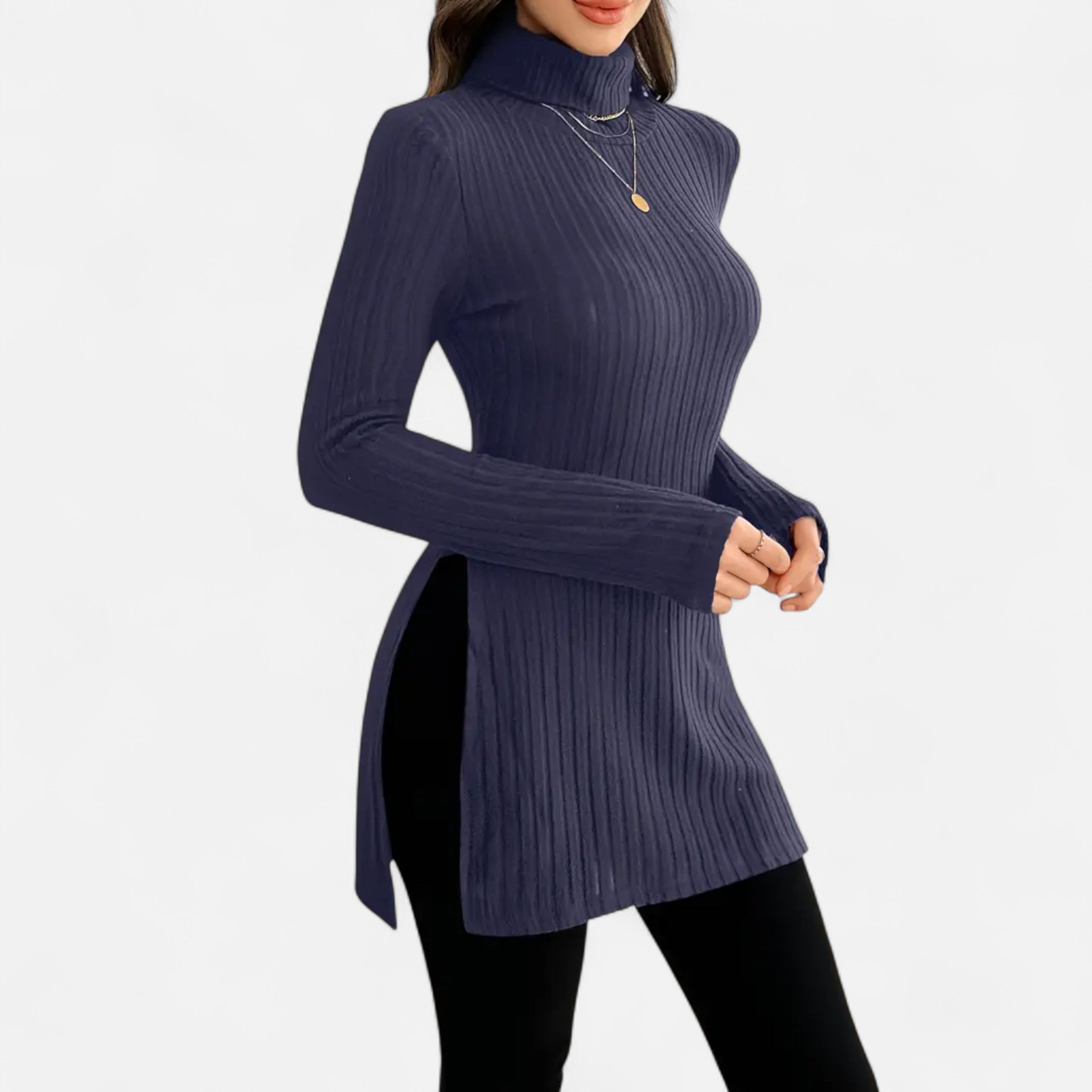 Old Ventuno | Women’s Ribbed Sweater – Elegant High Neck Style