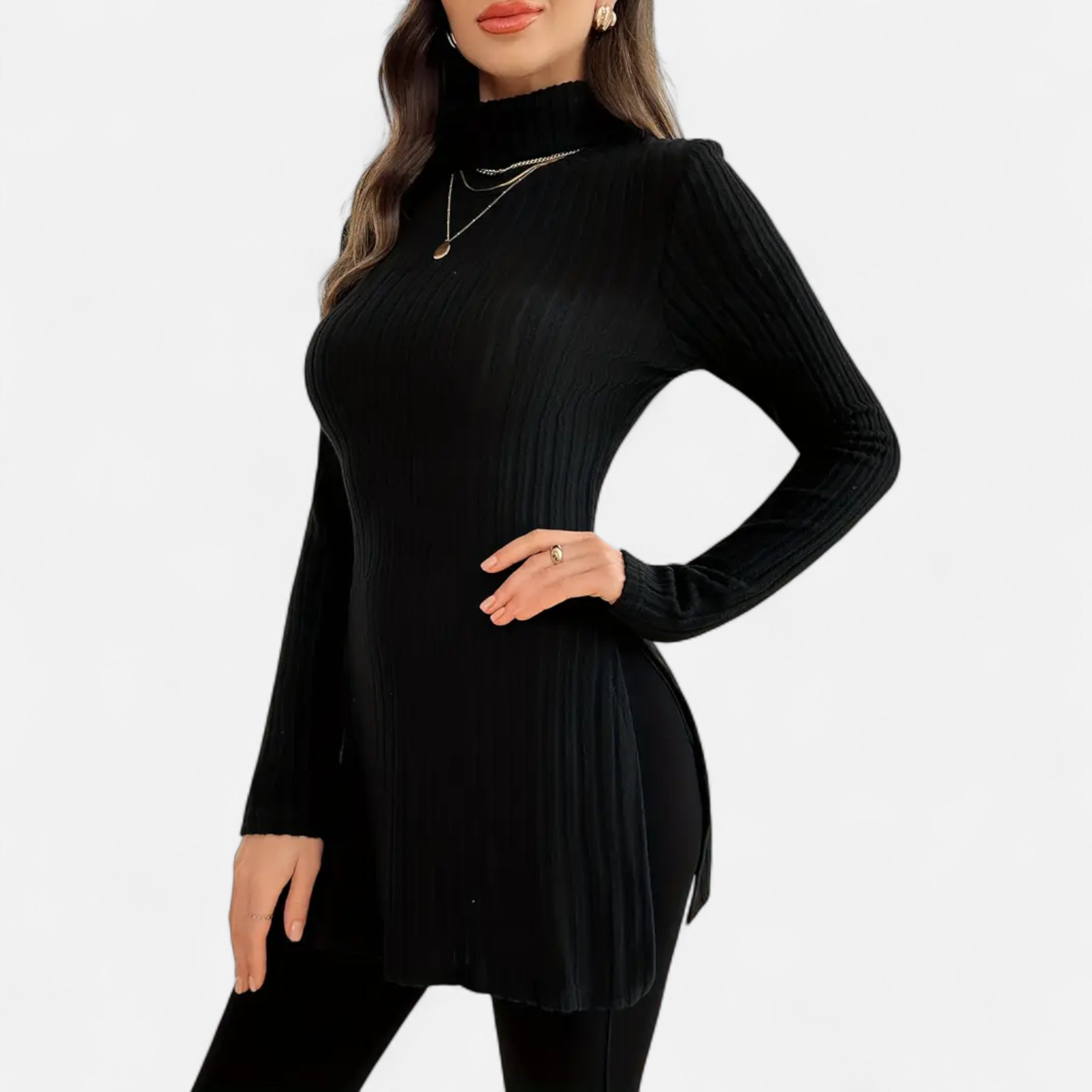 Old Ventuno | Women’s Ribbed Sweater – Elegant High Neck Style
