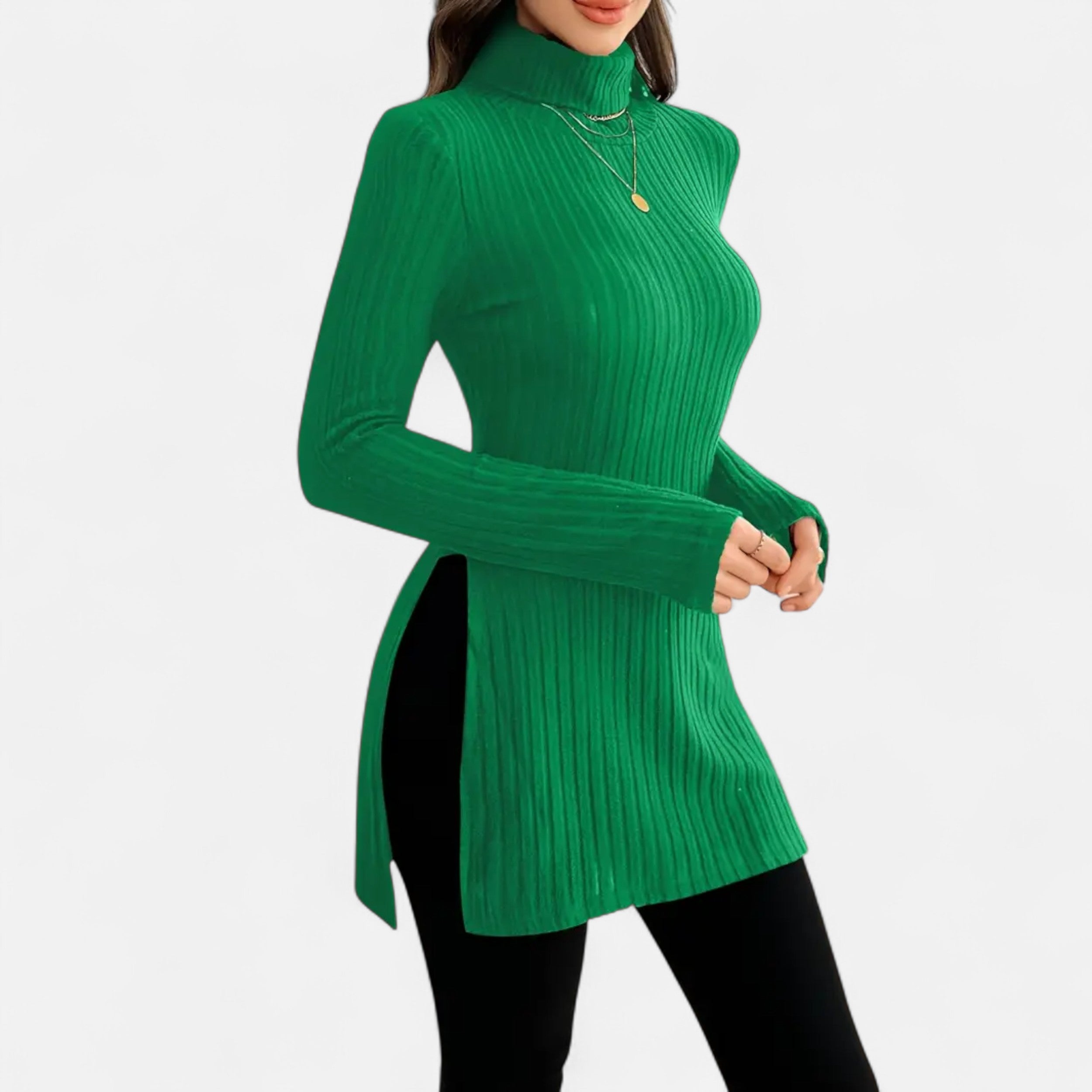 Old Ventuno | Women’s Ribbed Sweater – Elegant High Neck Style