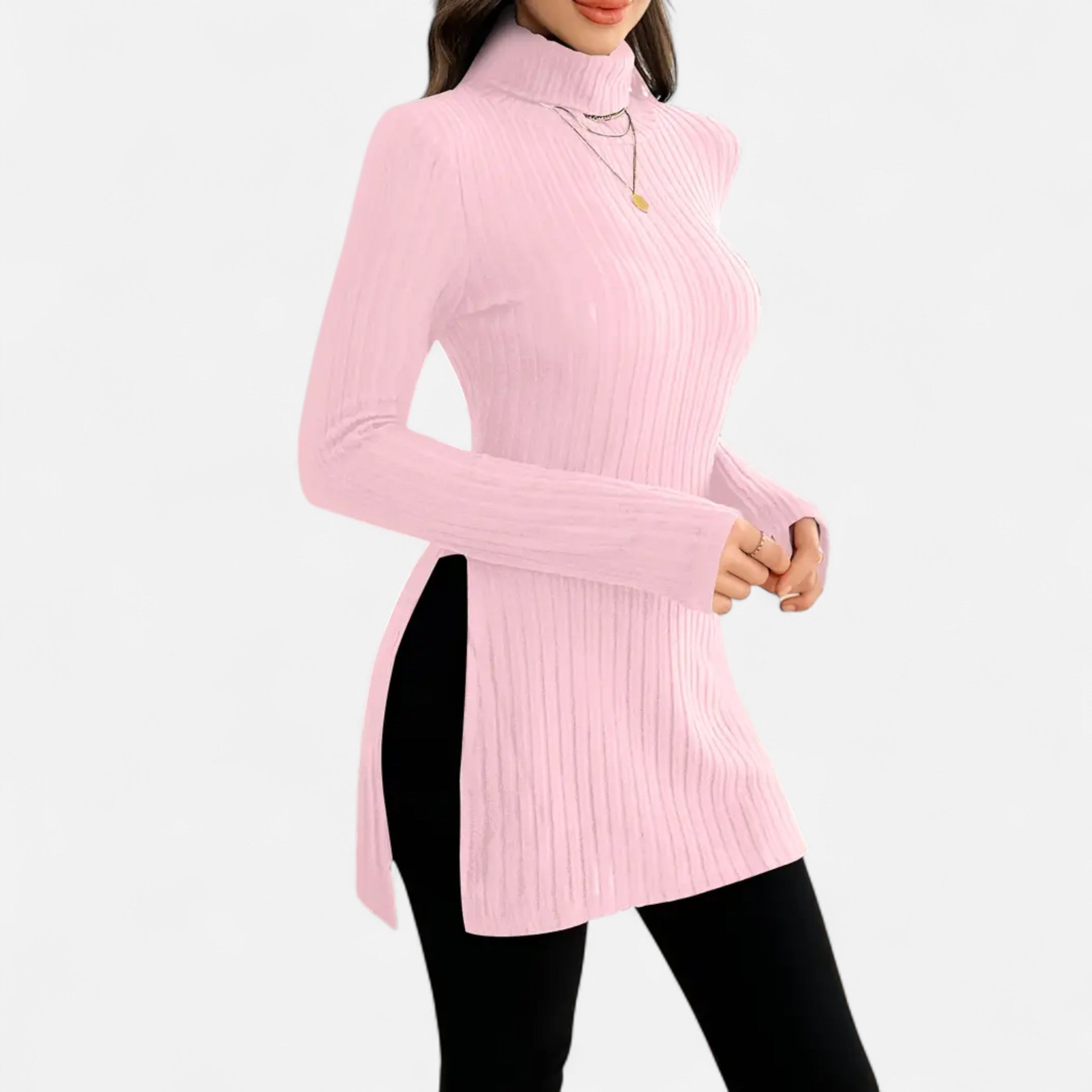 Old Ventuno | Women’s Ribbed Sweater – Elegant High Neck Style