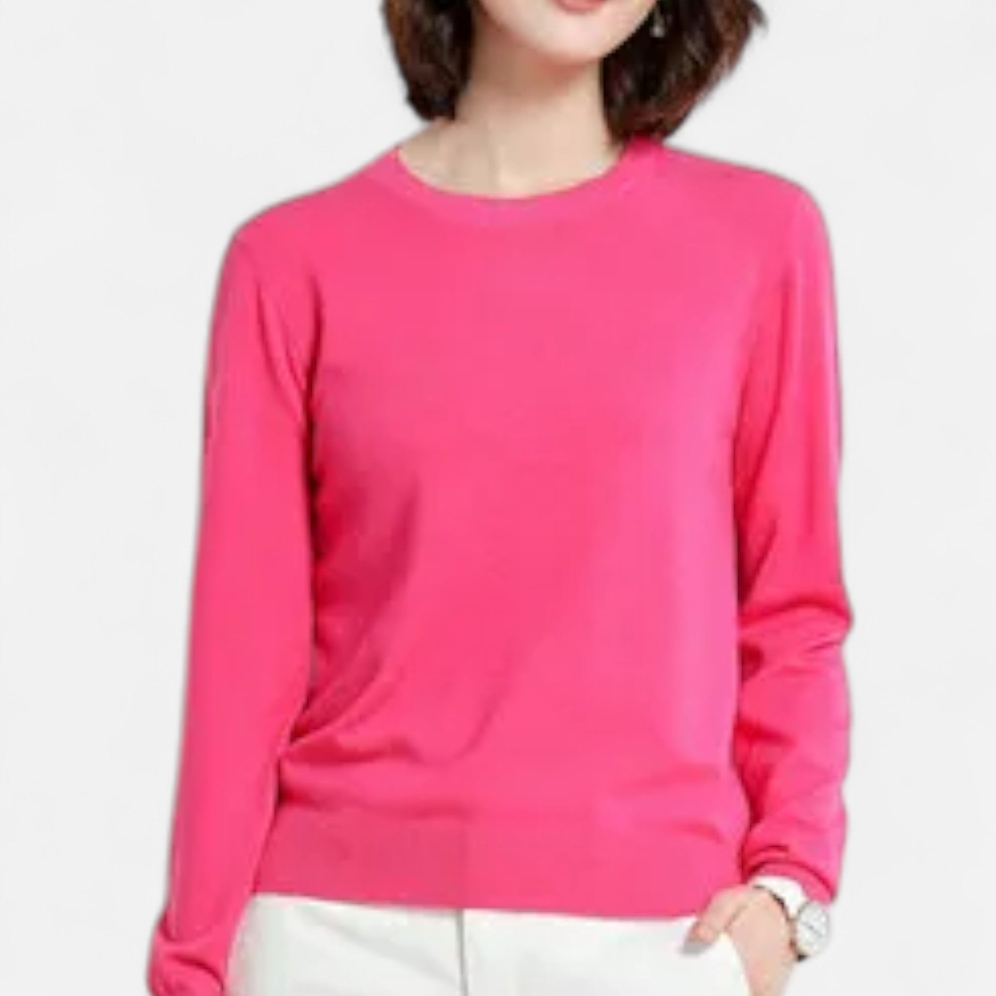 Old Ventuno | Women’s Merino Wool Sweater – Timeless O-Neck Elegance