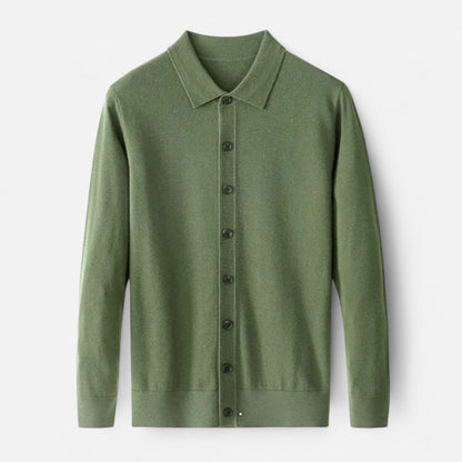 Old Ventuno | Men’s Wool Sweater – Fine Yarn Button-Up Classic