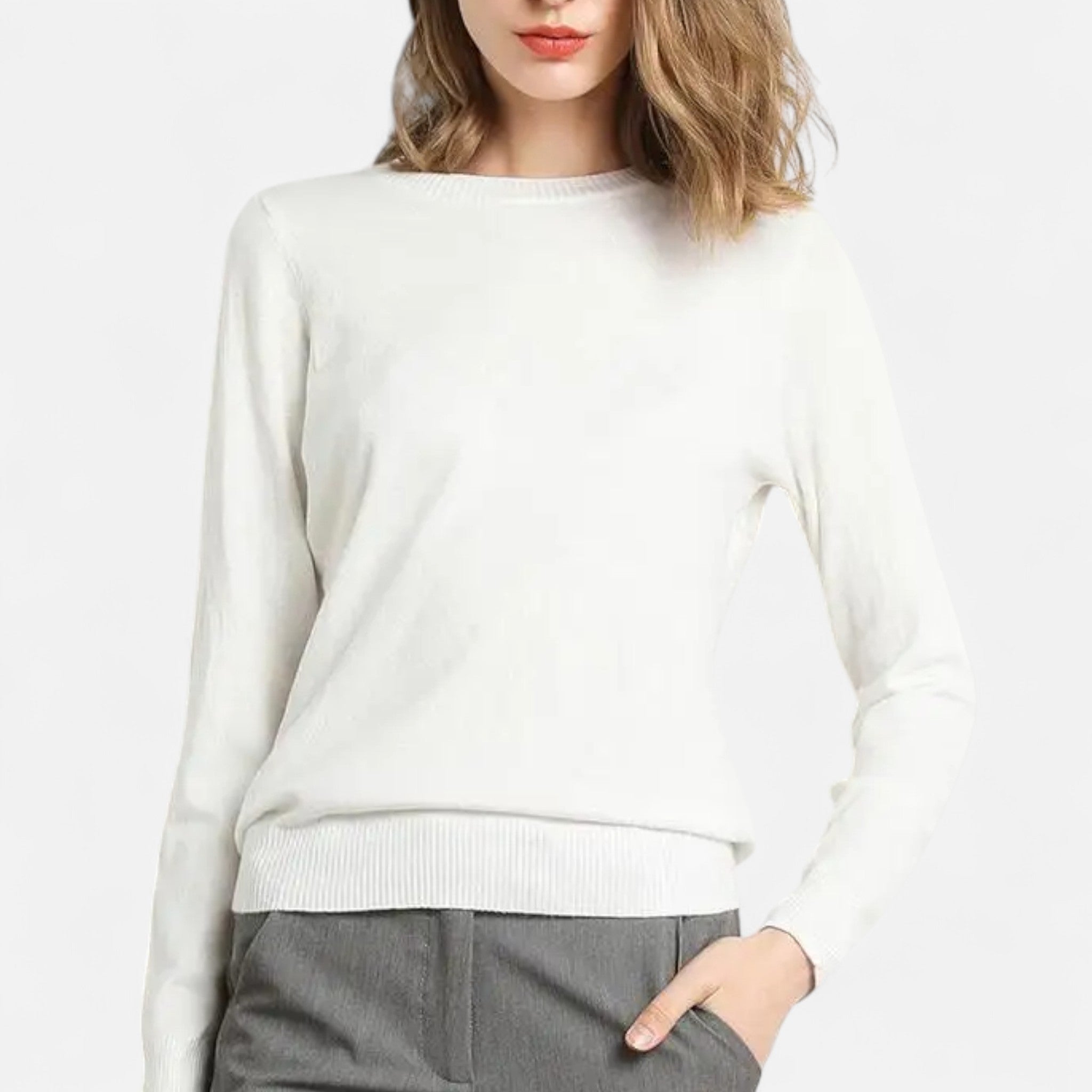 Old Ventuno | Women’s Merino Wool Sweater – Timeless O-Neck Elegance