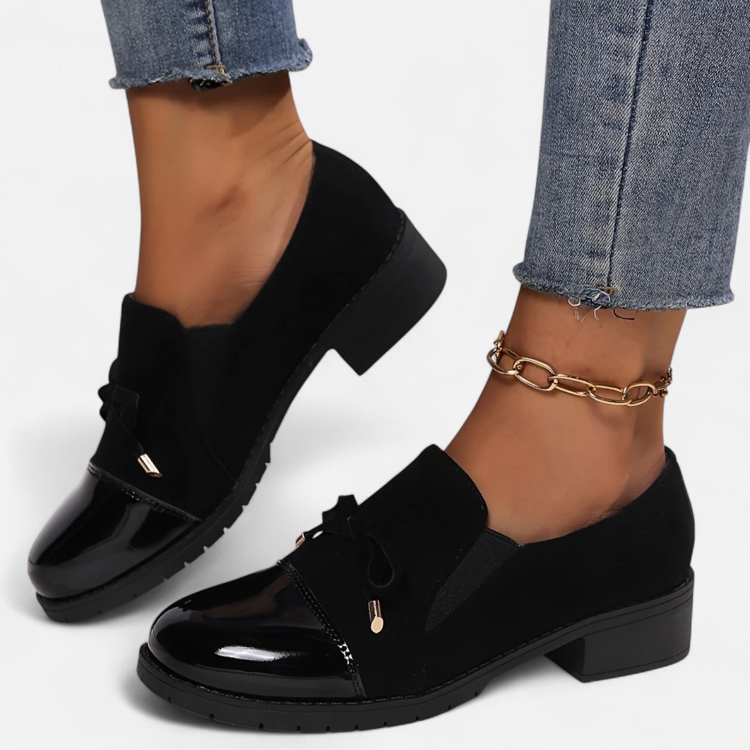 Old Ventuno | Women’s Retro Bow‑knot Chunky‑Heel Loafers