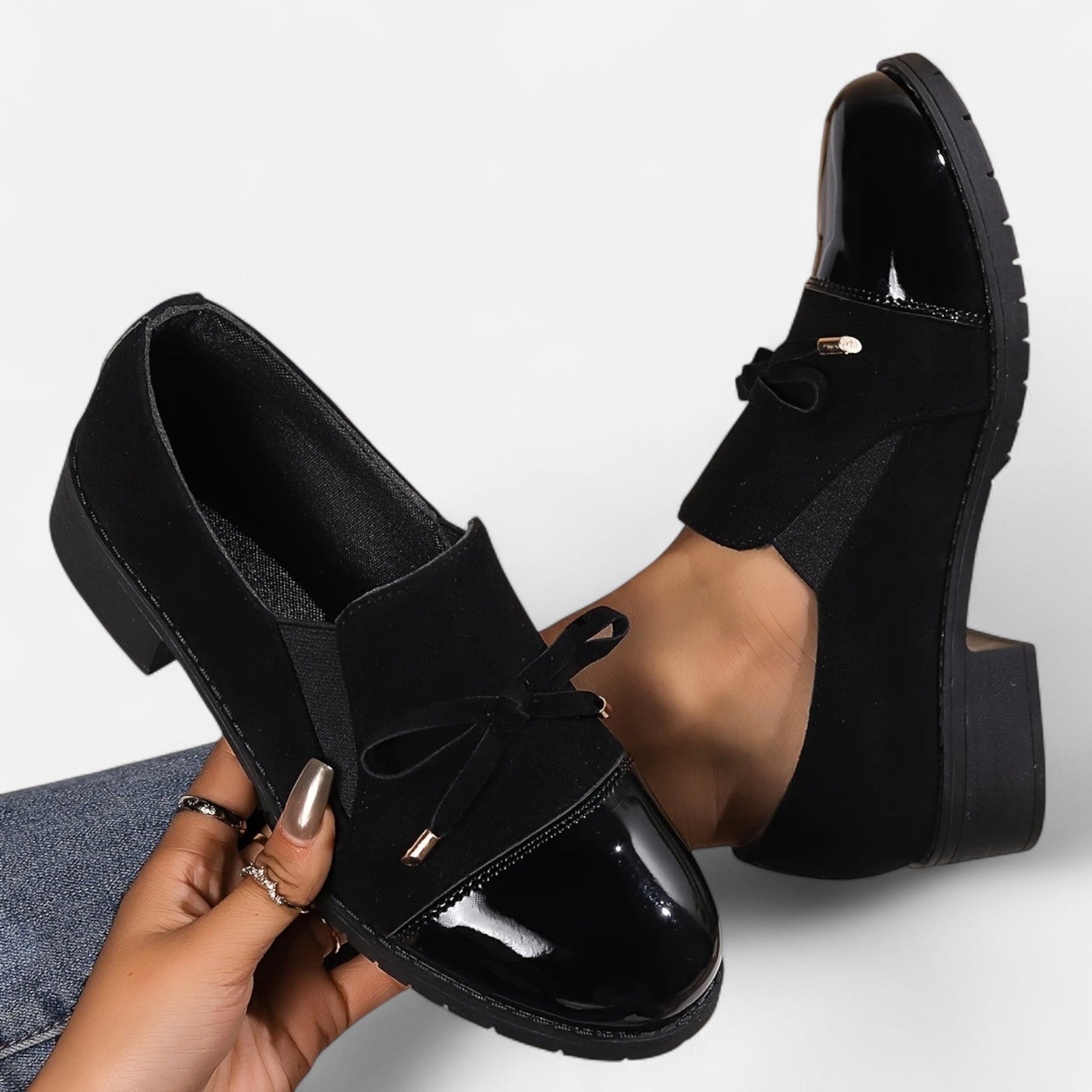Old Ventuno | Women’s Retro Bow‑knot Chunky‑Heel Loafers