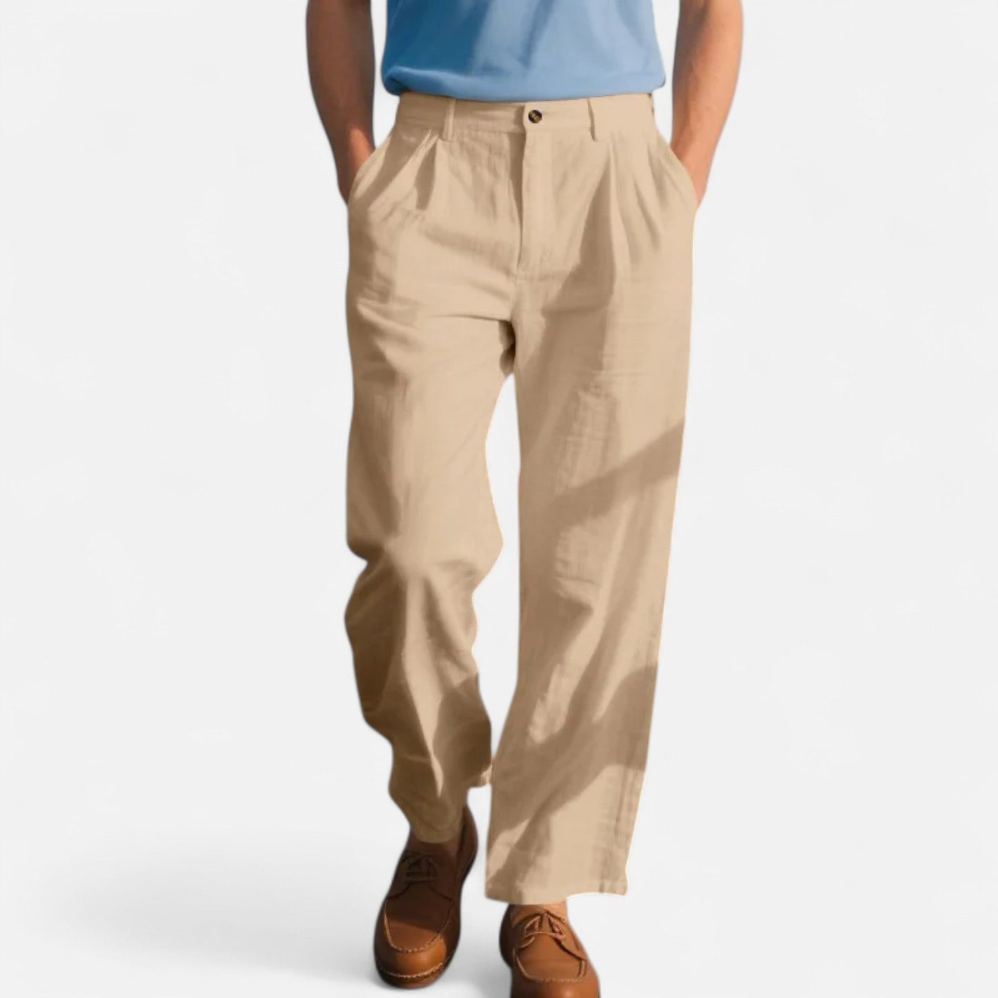 Old Ventuno | Men’s Linen Trousers – Straight-Leg Business Classic