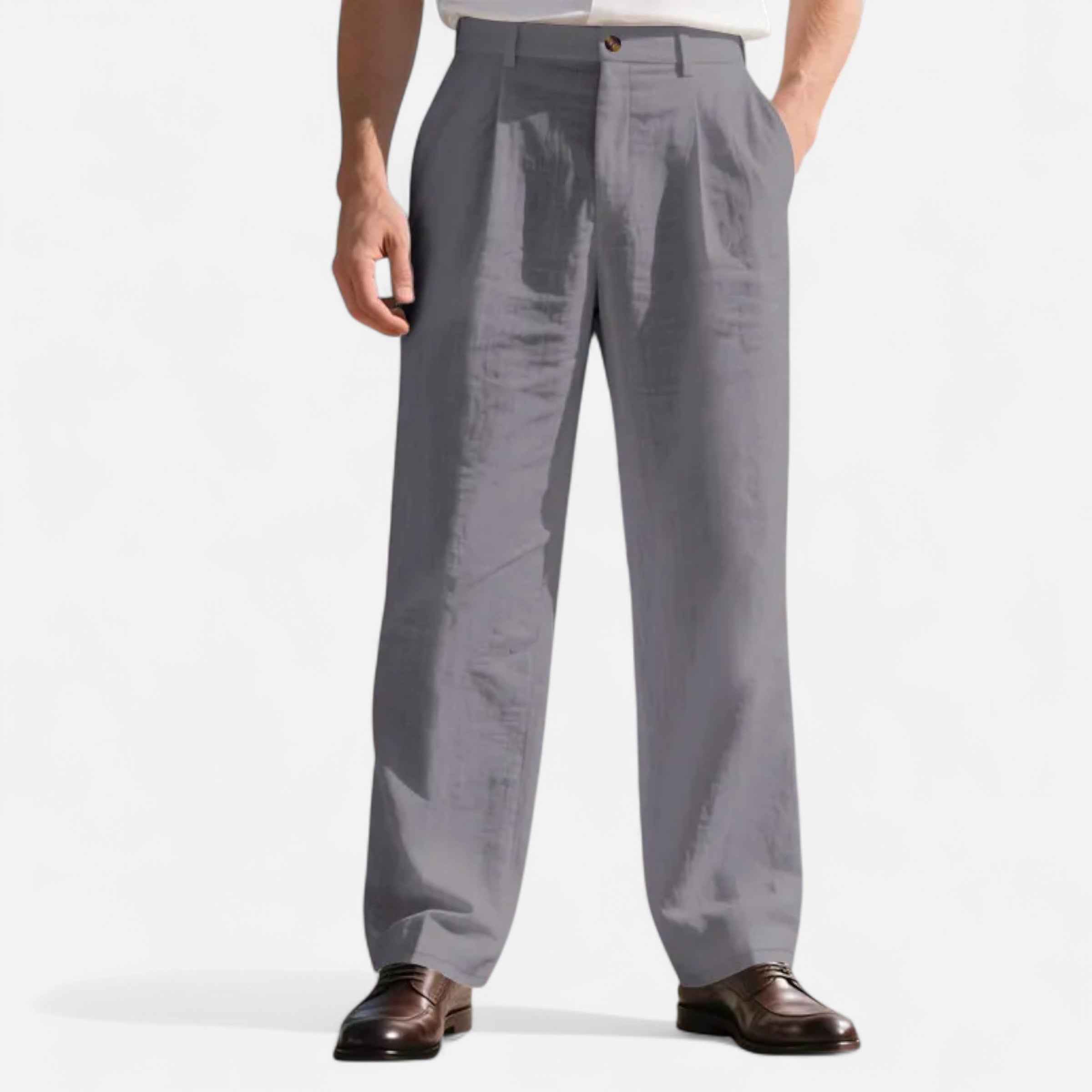 Old Ventuno | Men’s Linen Trousers – Straight-Leg Business Classic