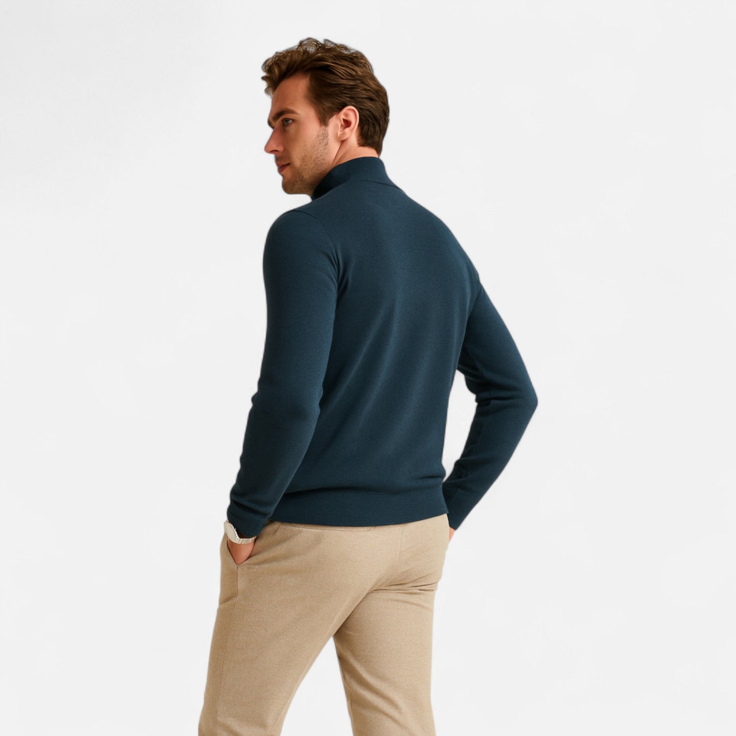 Old Ventuno | Men’s Merino Wool Sweater – Half-Zip Heritage Style
