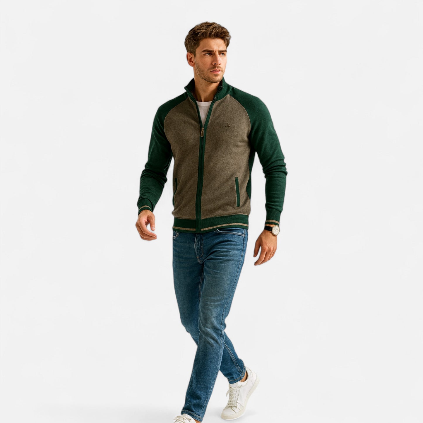 Old Ventuno | Men’s Zipped Sweater – Heritage Cotton Knit