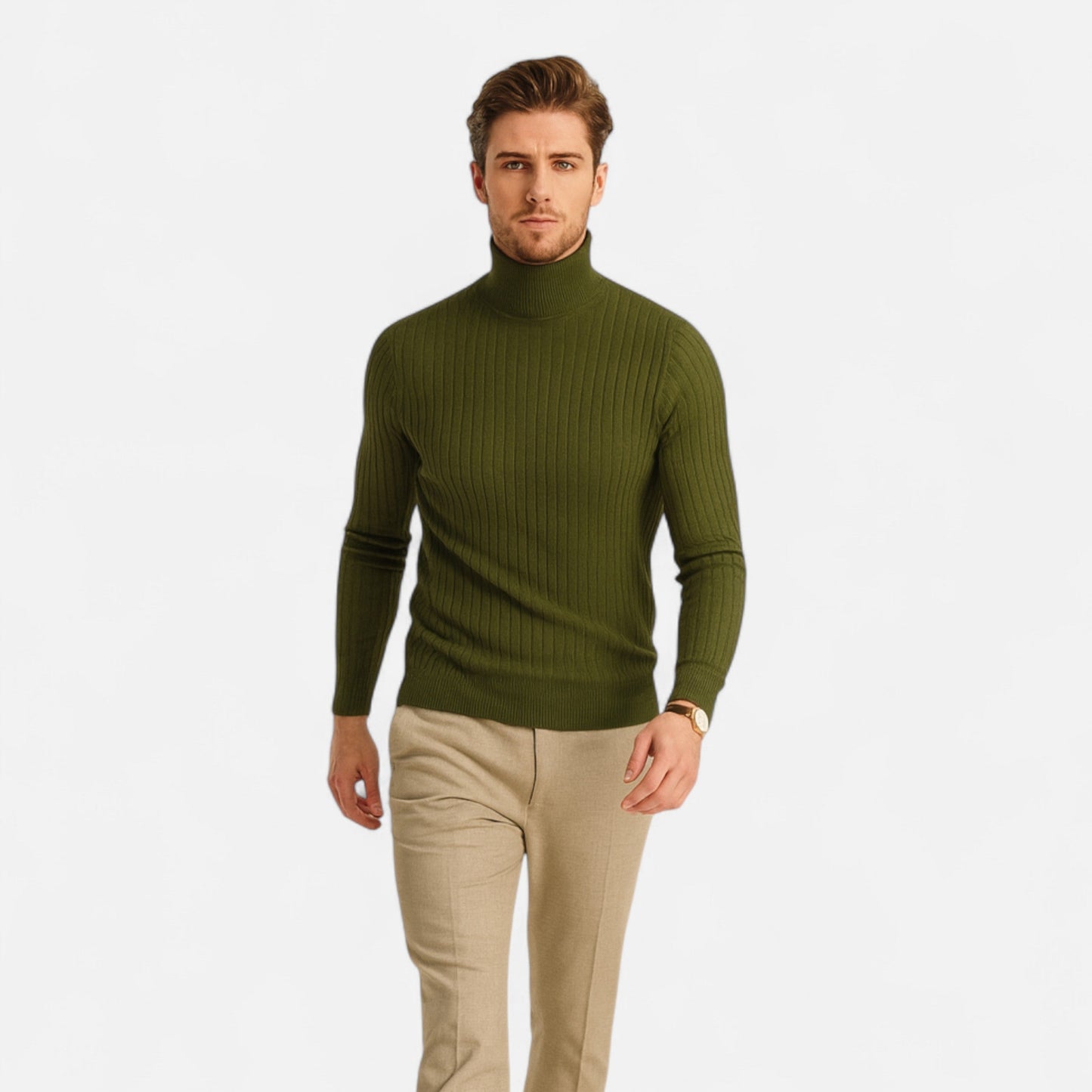 Old Ventuno | Men’s Wool Turtleneck – High Neck Winter Elegance