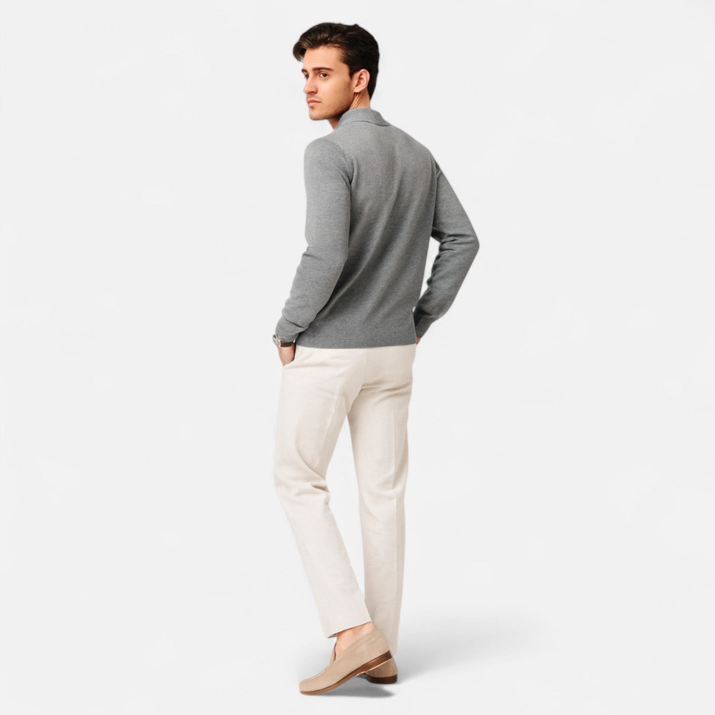 Old Ventuno | Men’s Wool Sweater – Fine Yarn Button-Up Classic