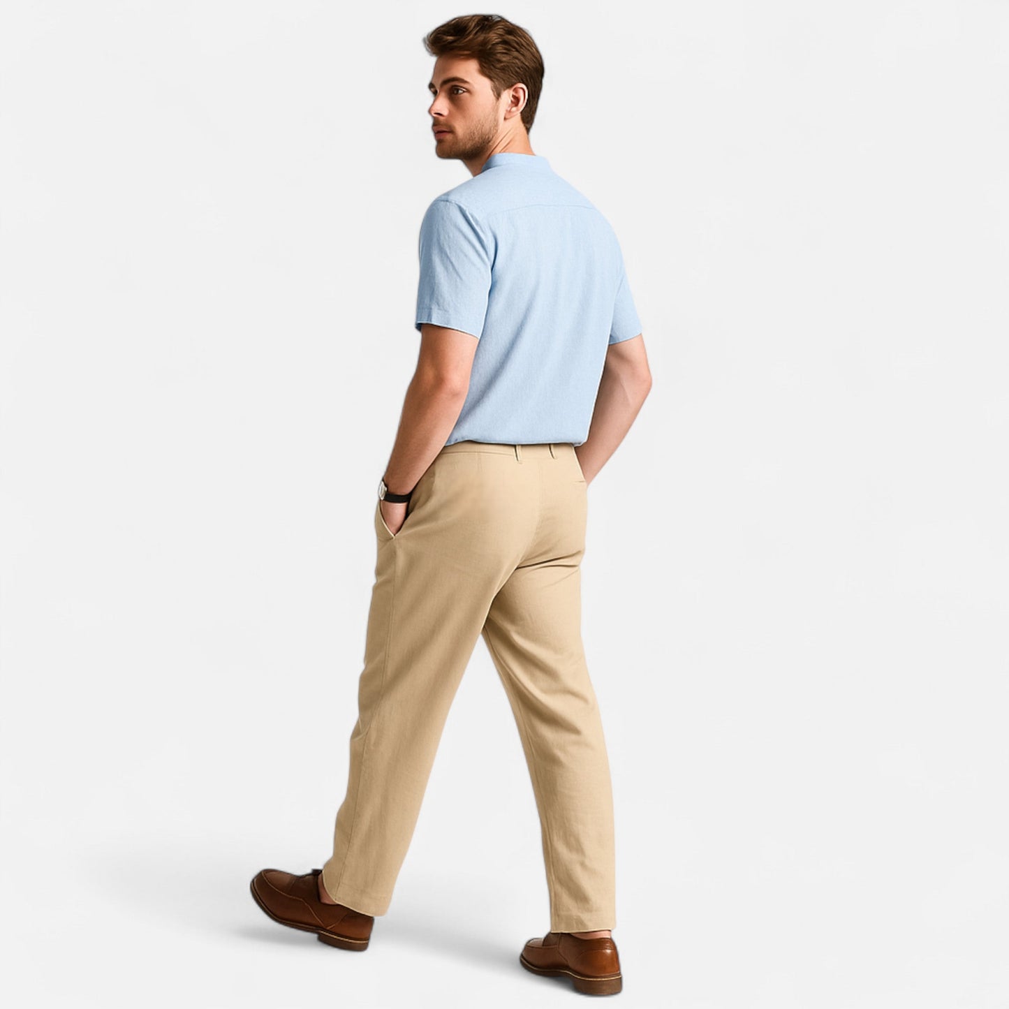 Old Ventuno | Men’s Linen Trousers – Straight-Leg Business Classic