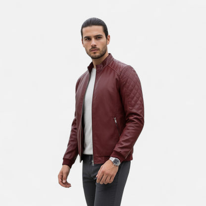 Old Ventuno | Men’s Leather Bomber – Stand Collar Elegance