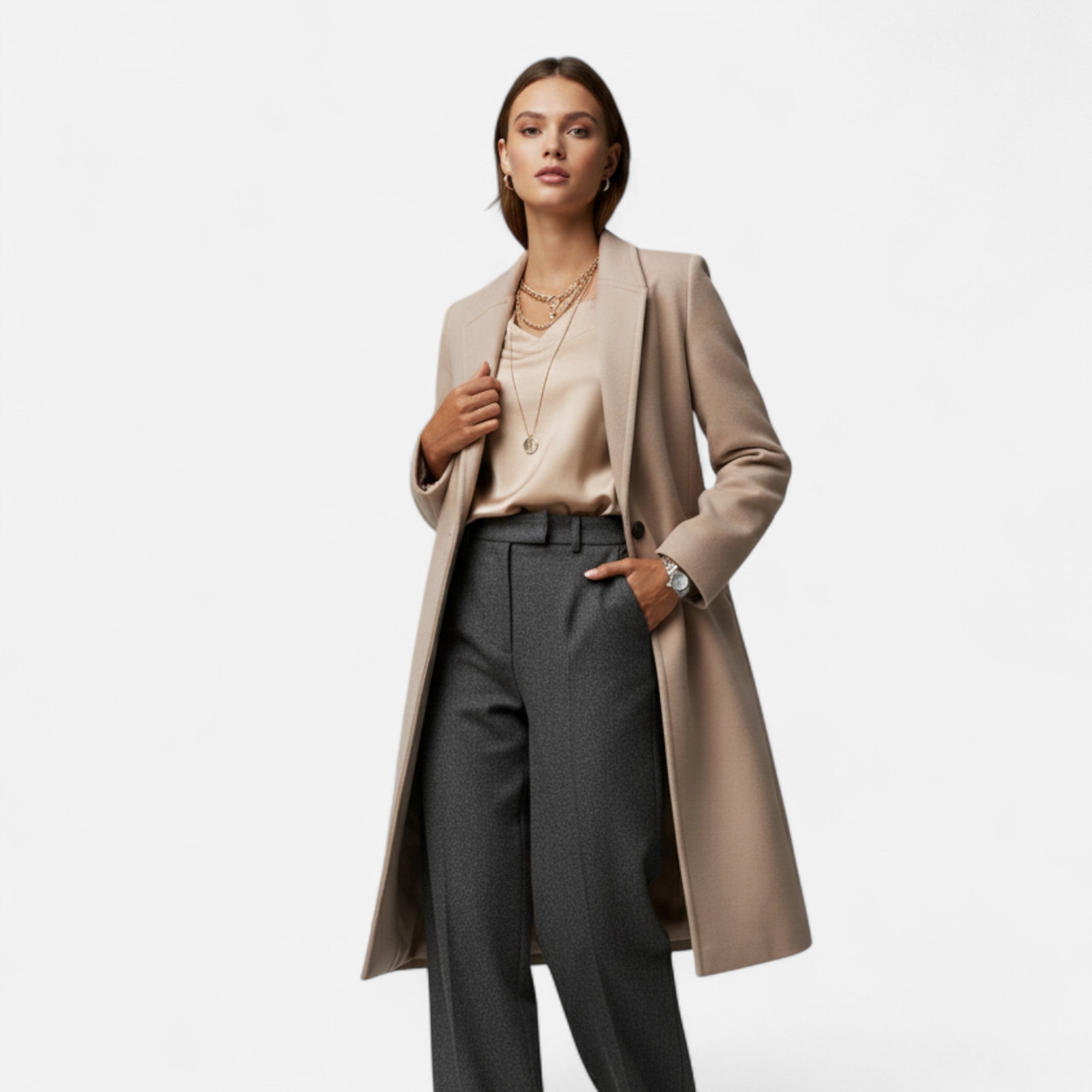 Old Ventuno | Women’s Winter Overcoat – Lapel Collar Elegance