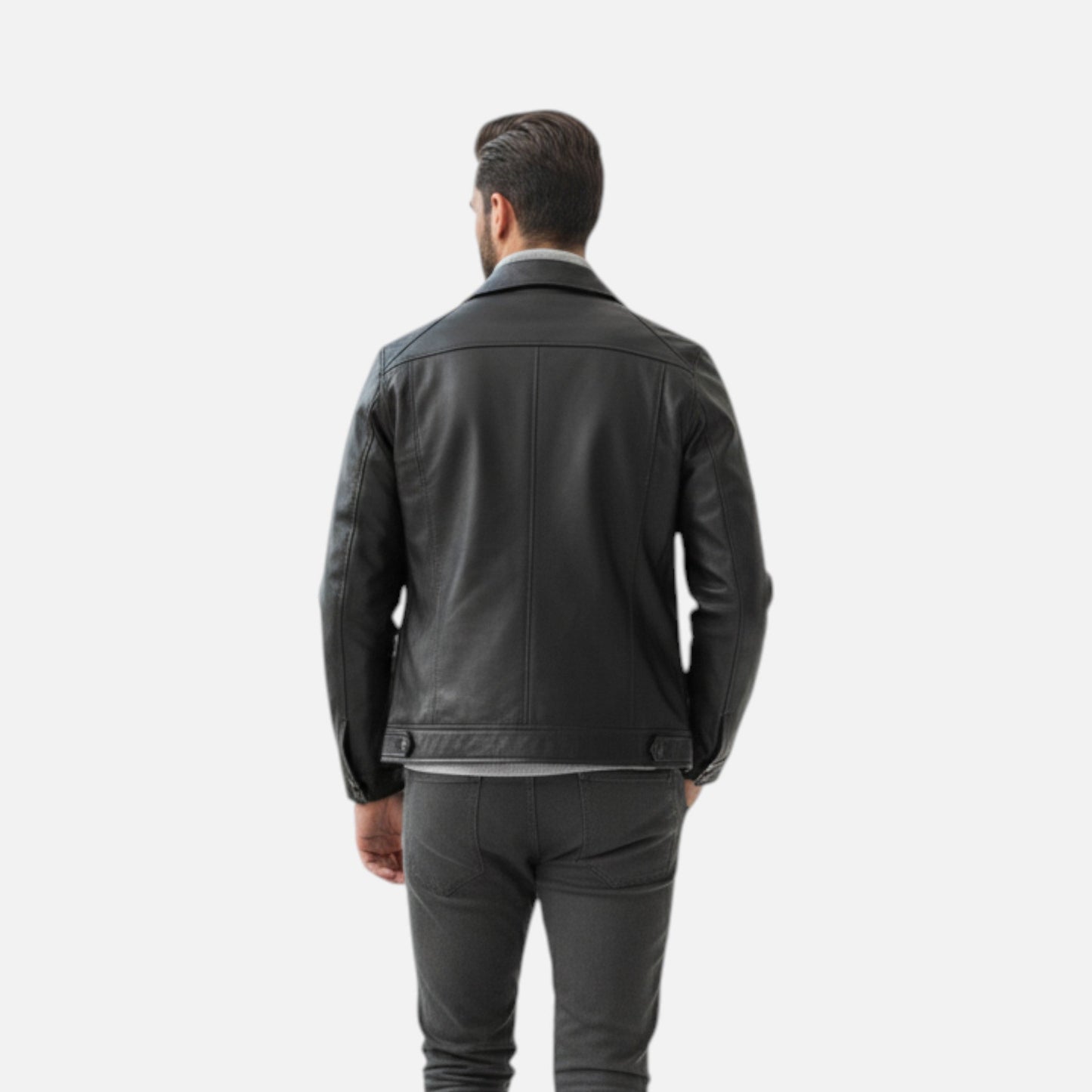 Old Ventuno | Men’s Polo Leather Coat – Classic Straight-Hem Design