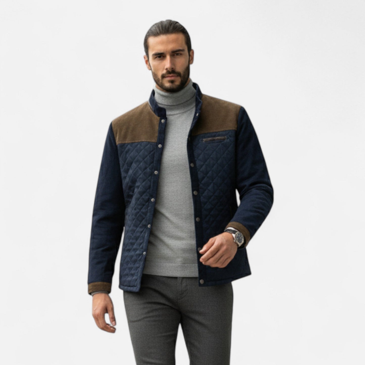 Old Ventuno | Men’s Casual Jacket – Slim Fit Patchwork Design