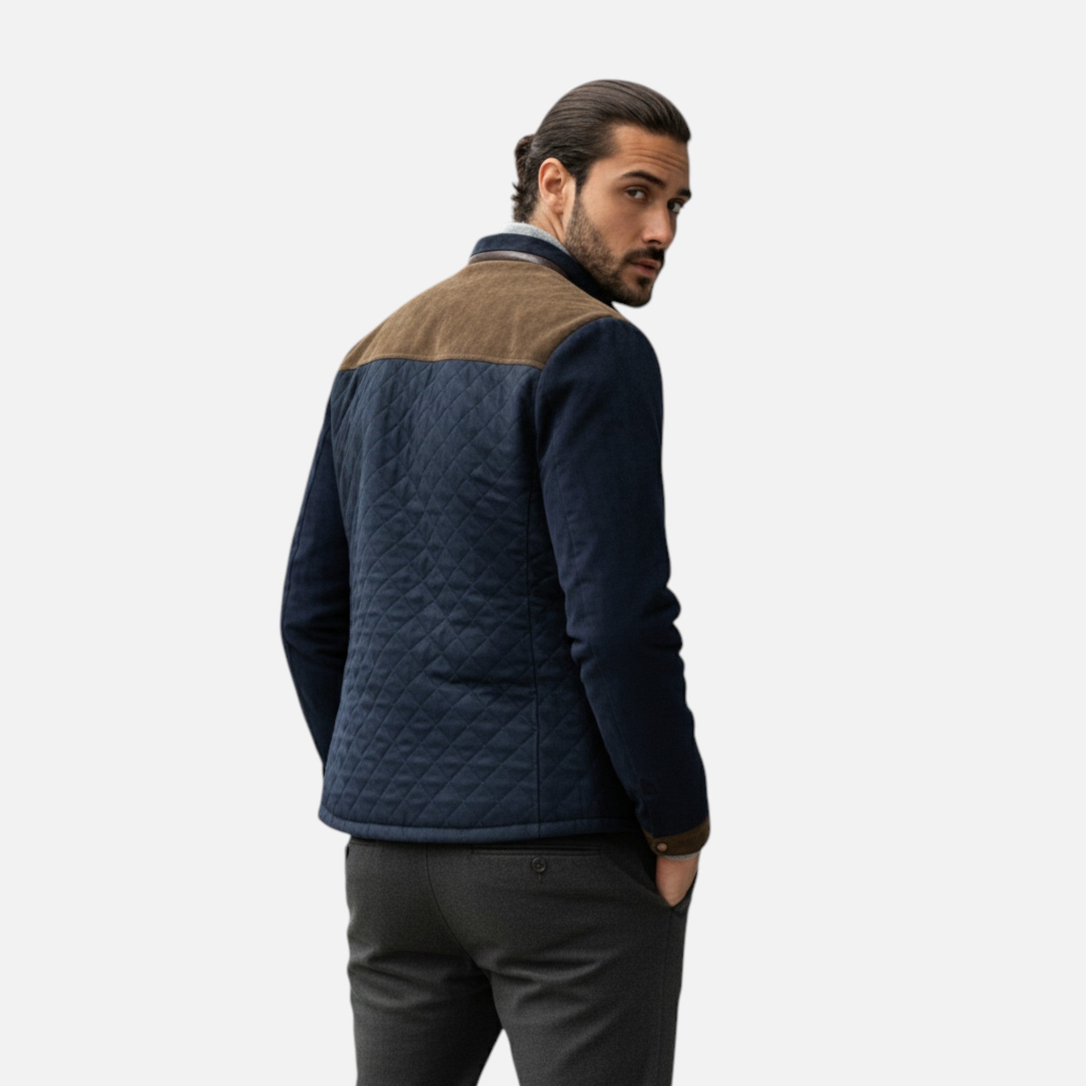 Old Ventuno | Men’s Casual Jacket – Slim Fit Patchwork Design