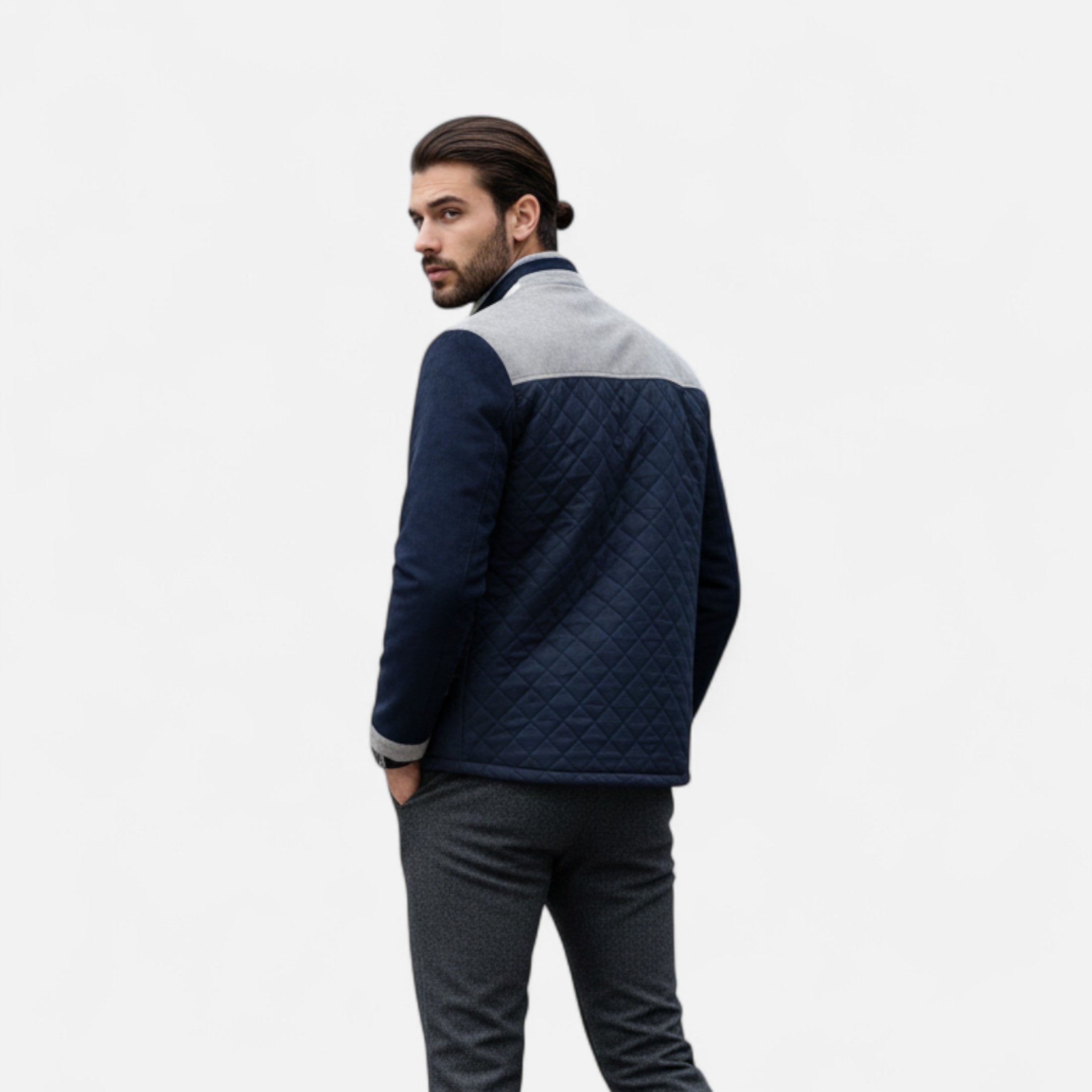 Old Ventuno | Men’s Casual Jacket – Slim Fit Patchwork Design