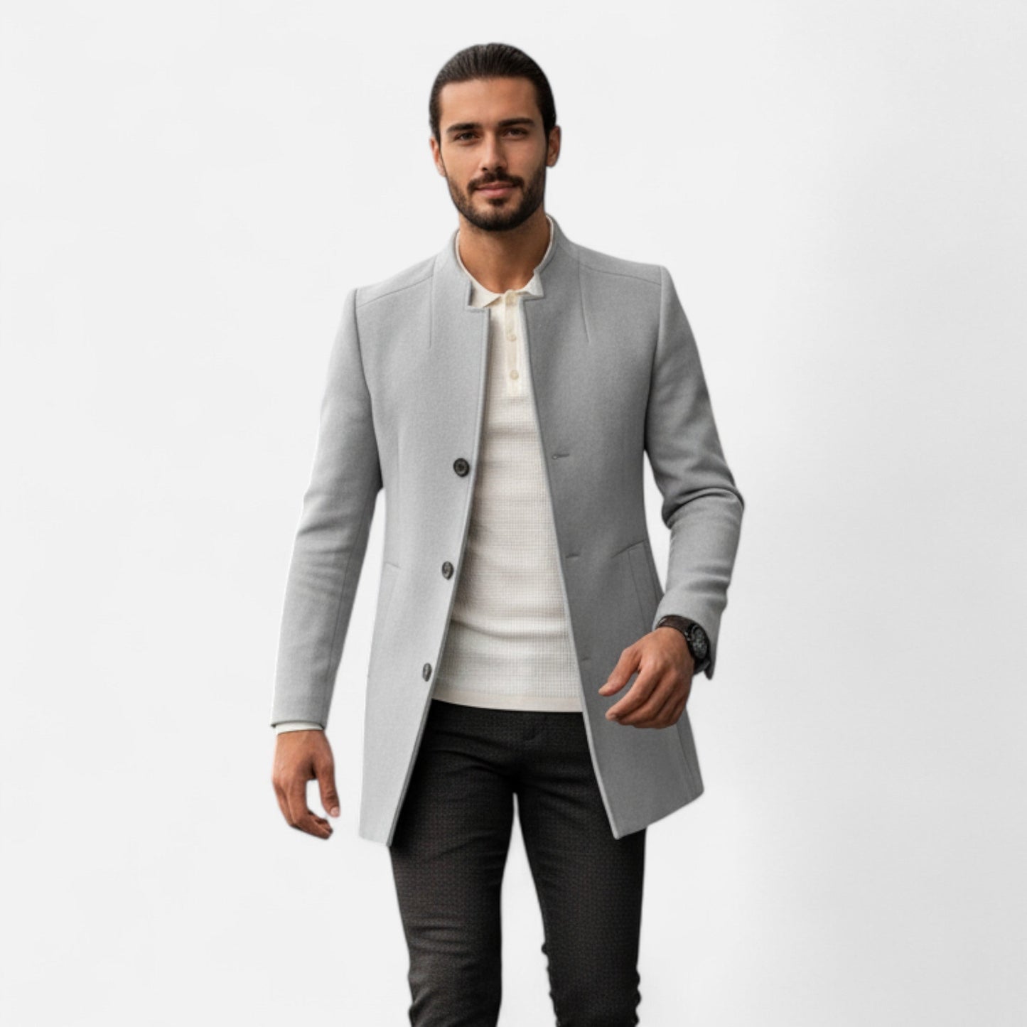 Old Ventuno | Men’s Tailored Coat – Classic Solid Comfort