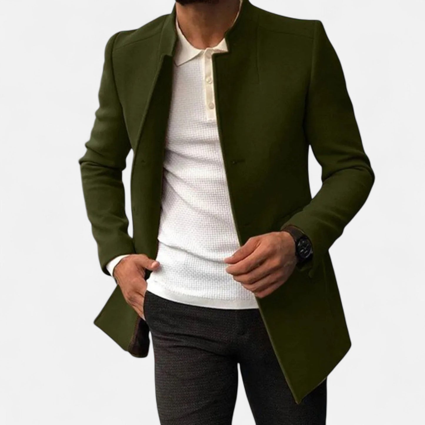 Old Ventuno | Men’s Tailored Coat – Classic Solid Comfort