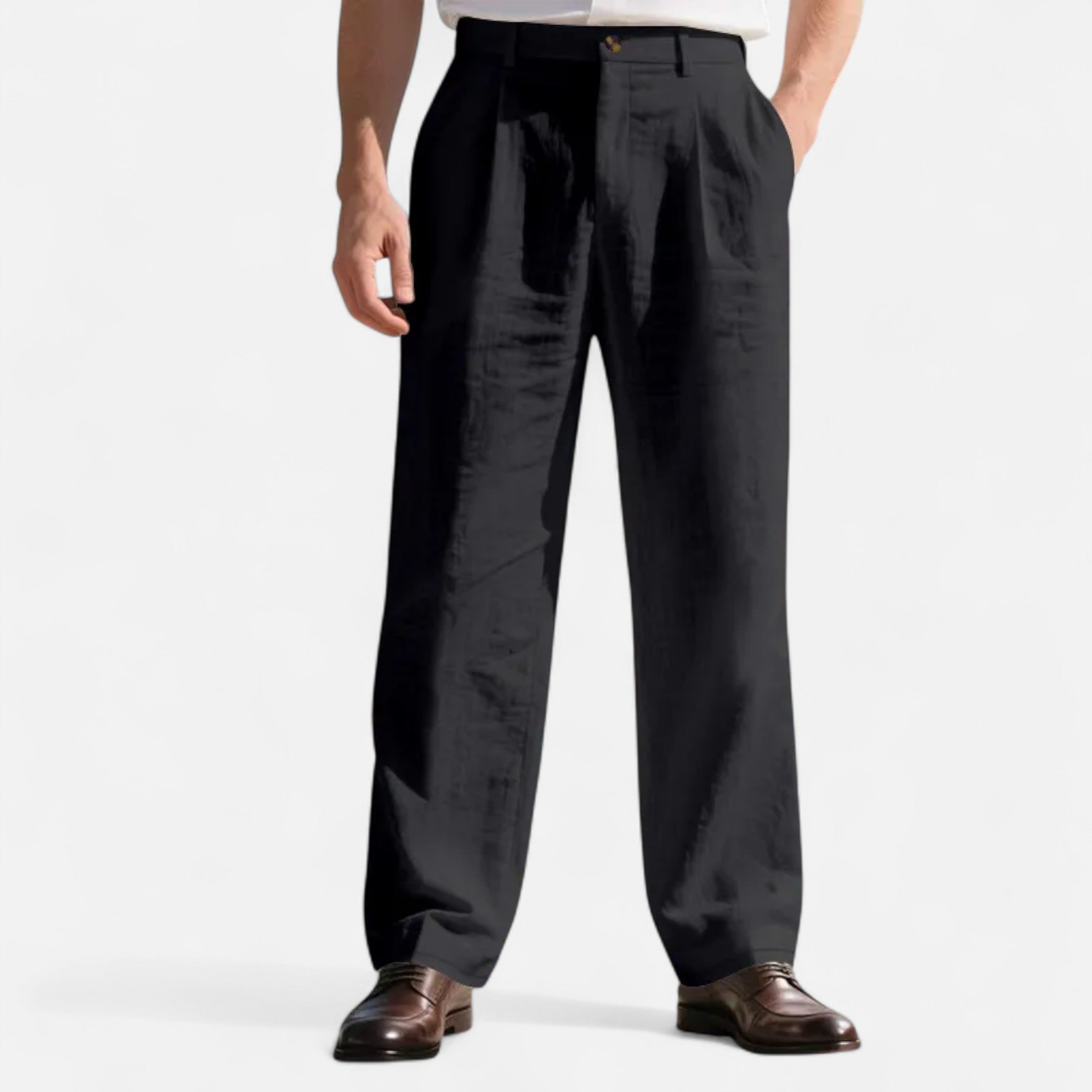 Old Ventuno | Men’s Linen Trousers – Straight-Leg Business Classic