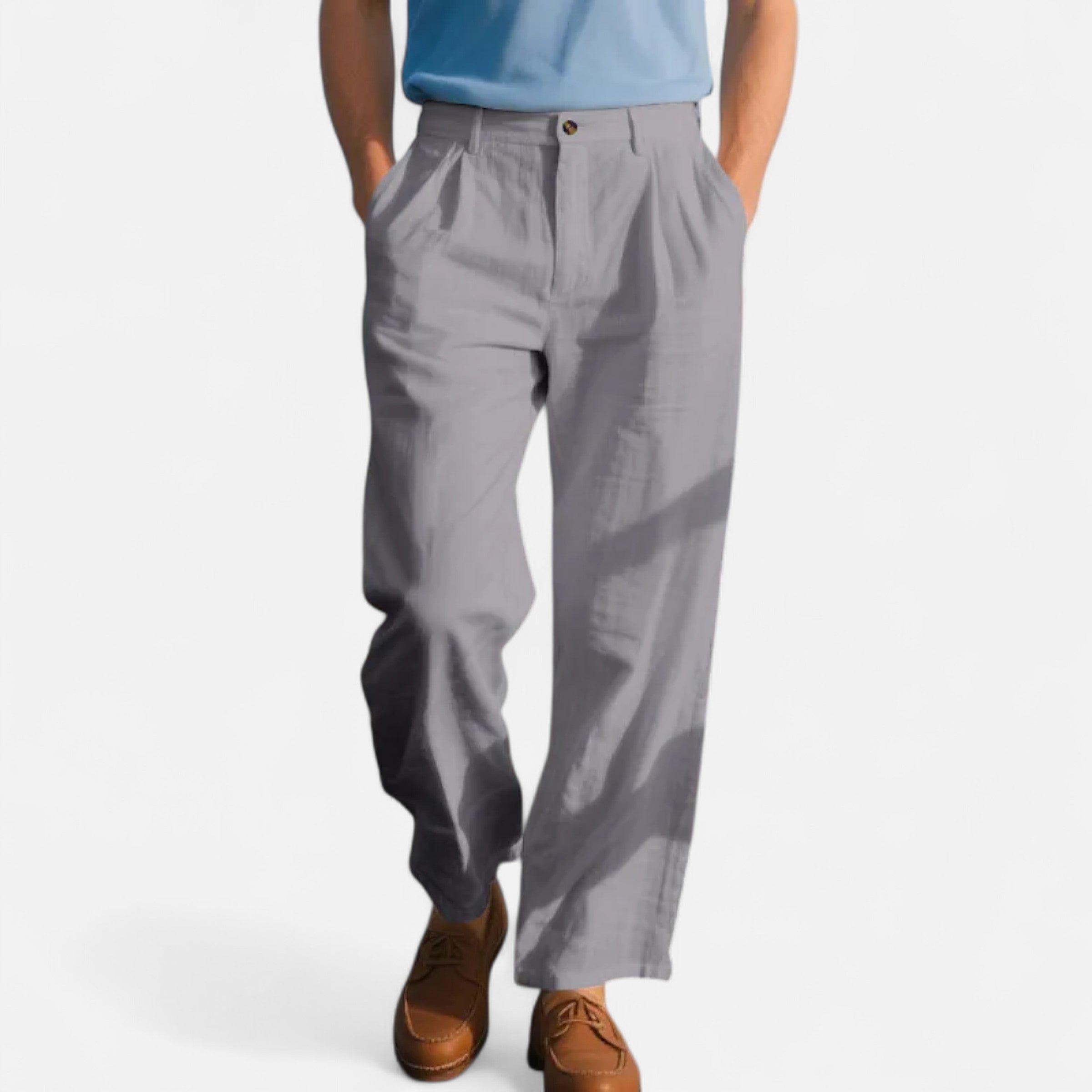 Old Ventuno | Men’s Linen Trousers – Straight-Leg Business Classic