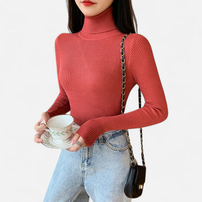 Old Ventuno | Women’s Ribbed Turtleneck – Foldover Winter Elegance
