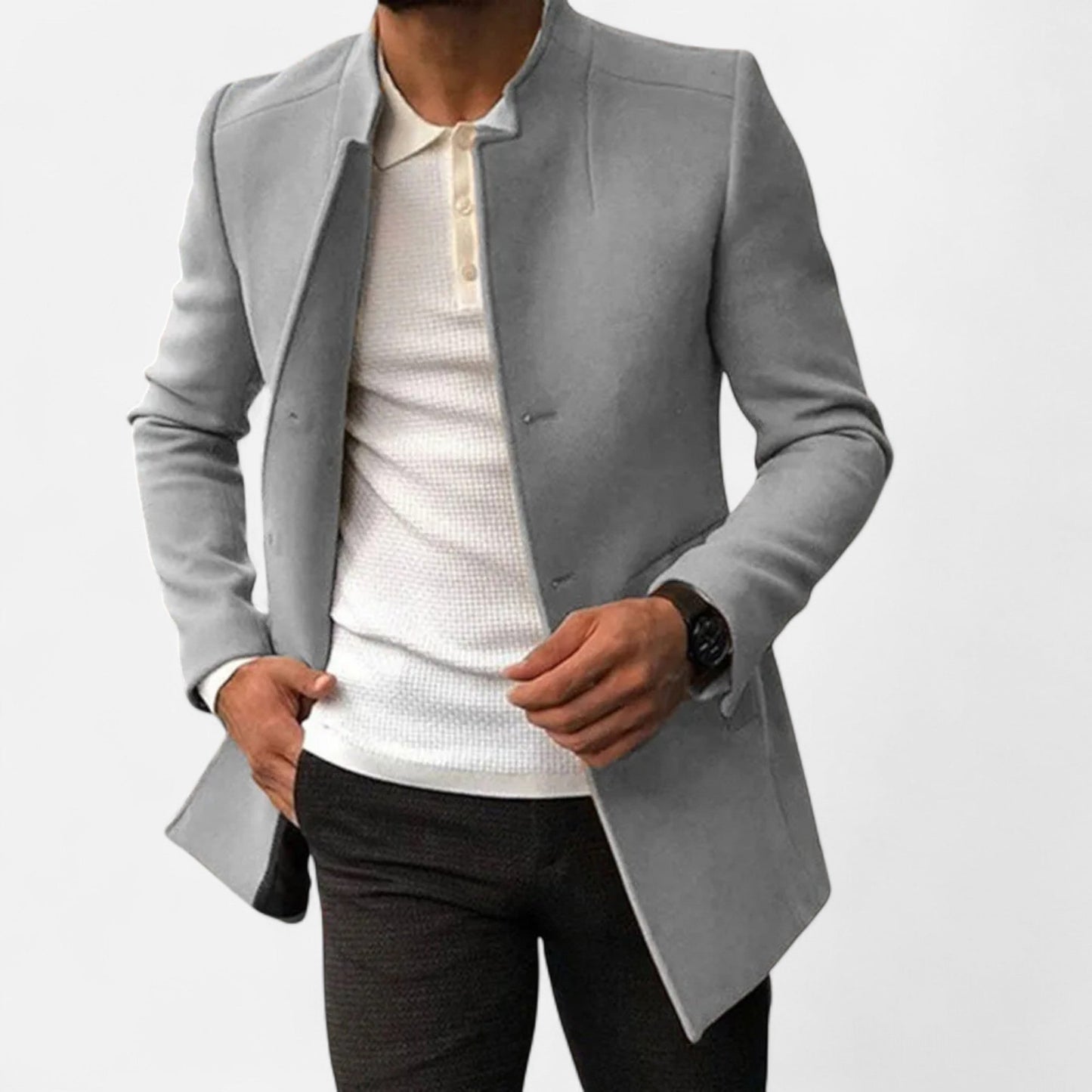 Old Ventuno | Men’s Tailored Coat – Classic Solid Comfort